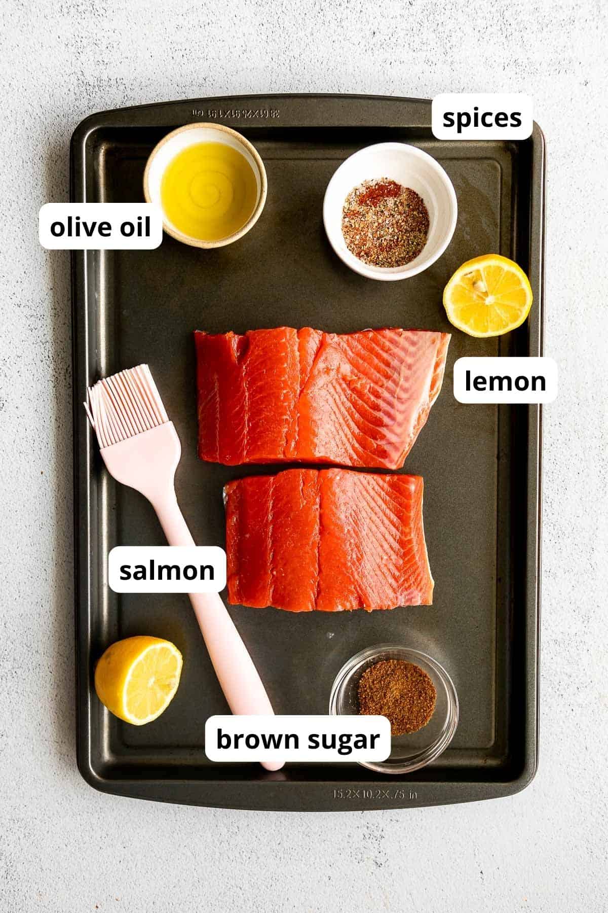 ingredients for the recipe on a baking sheet