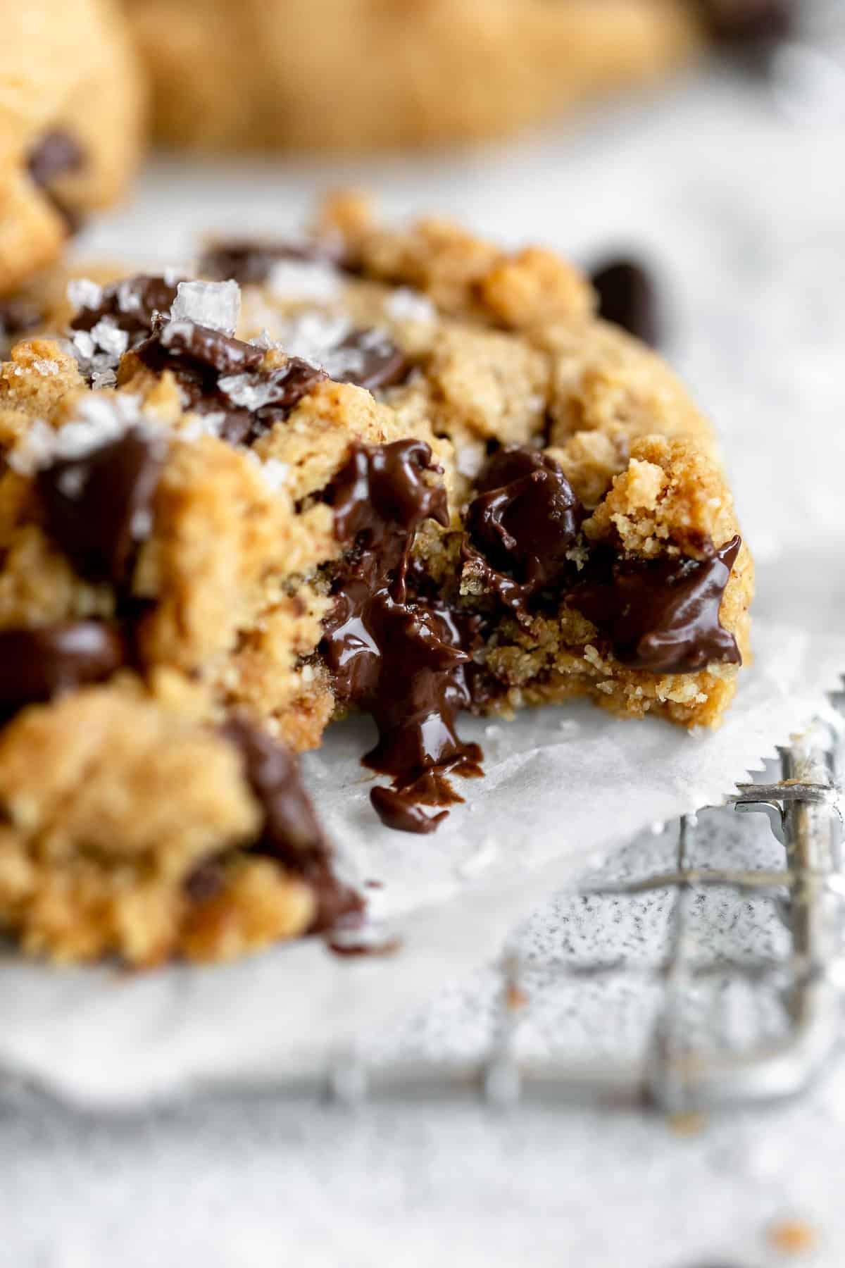 almond flour peanut butter cookies with melted chocolate