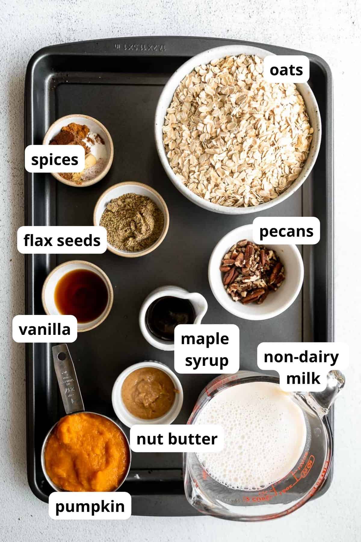 ingredients for the recipe with labels