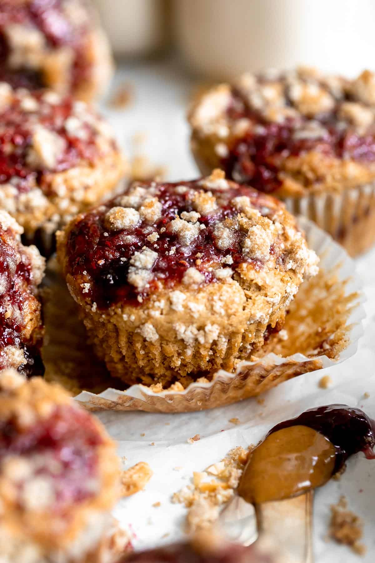 gluten free oat flour muffins with jelly on top