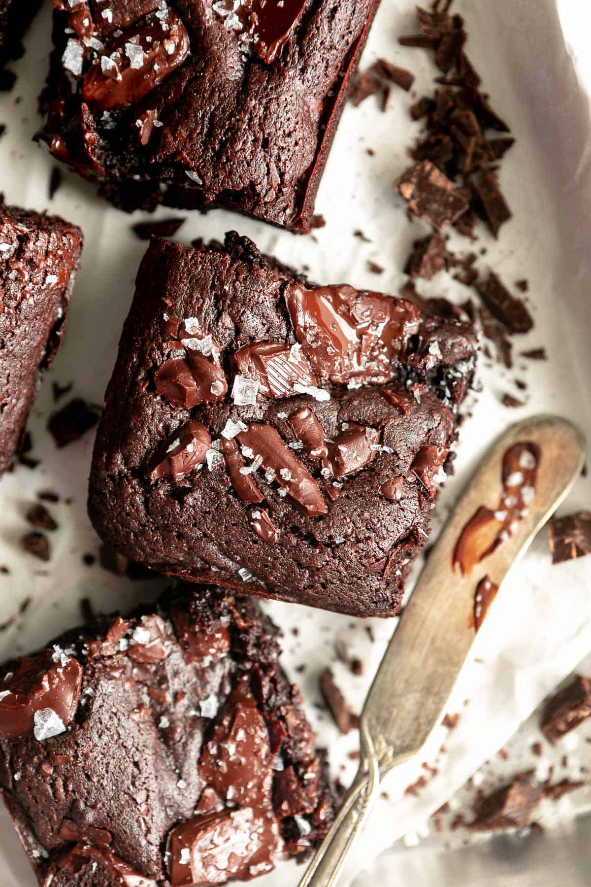 eggless brownies with melted chocolate on top
