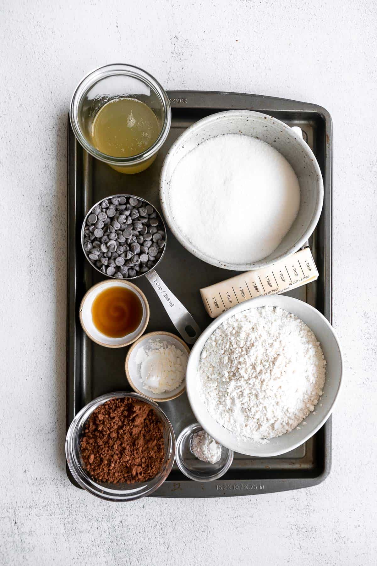 ingredients for the brownies in bowls