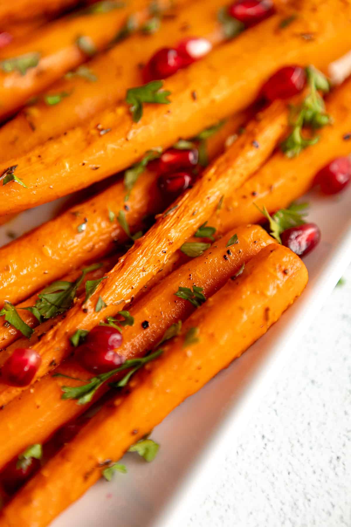 up close image of the air fryer carrots