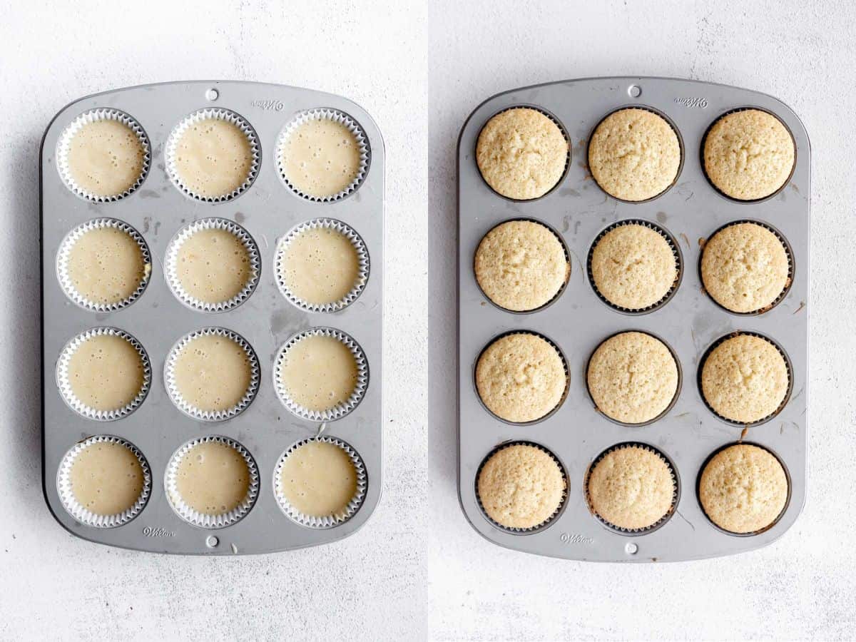 cupcakes before and after baking