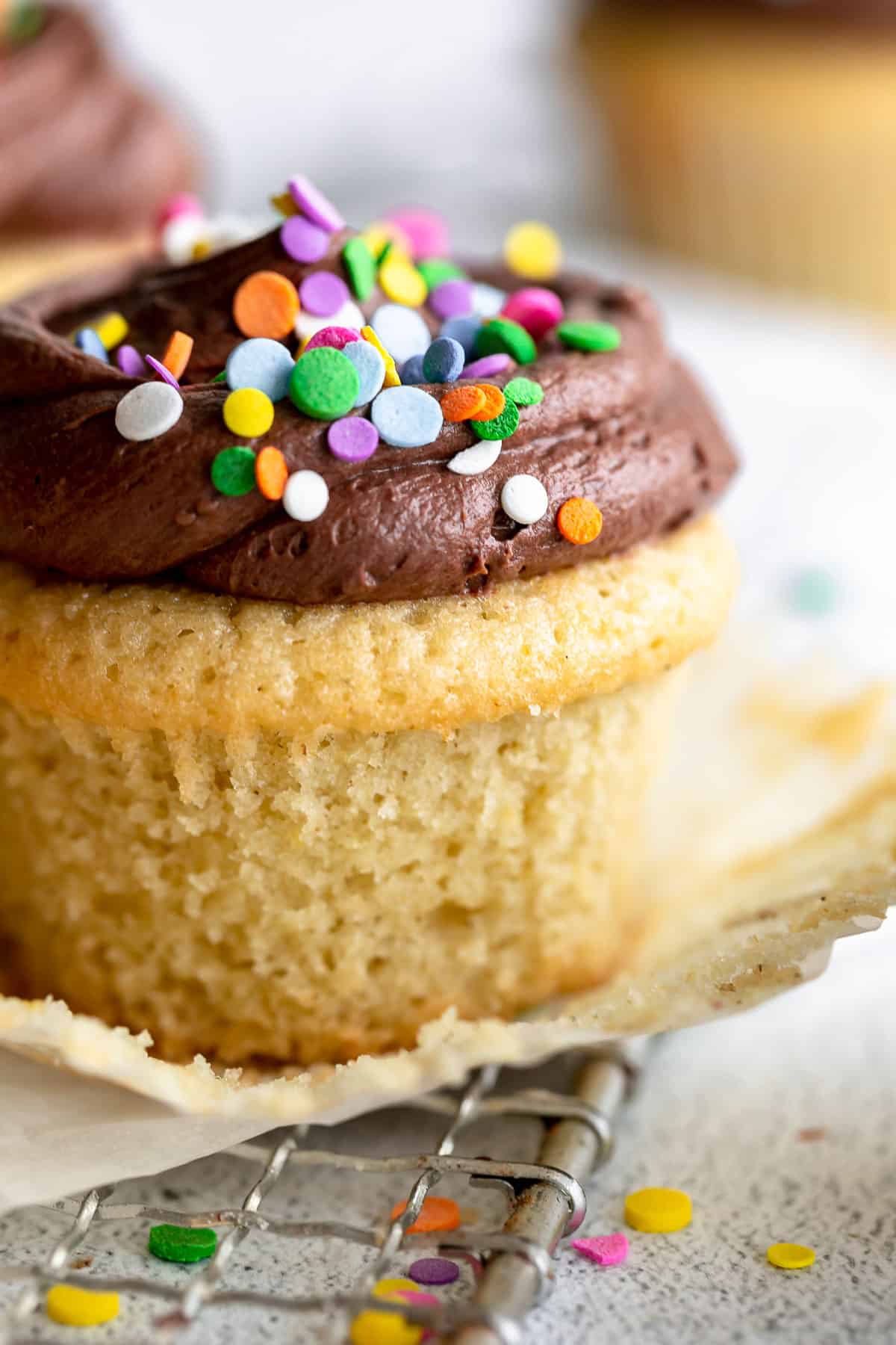 dairy free vanilla cupcakes with chocolate frosting