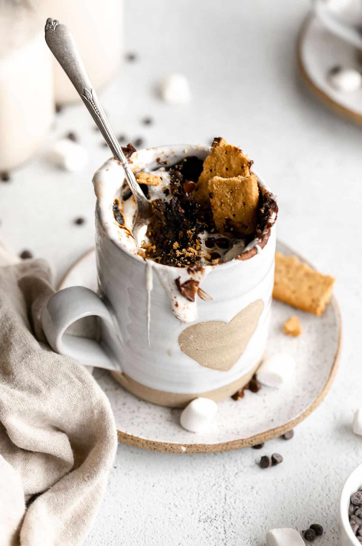gluten free chocolate mug cake with marshmallows 