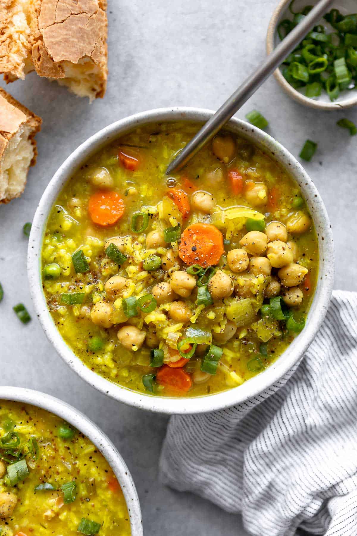 vegan chickpea soup with carrots and rice