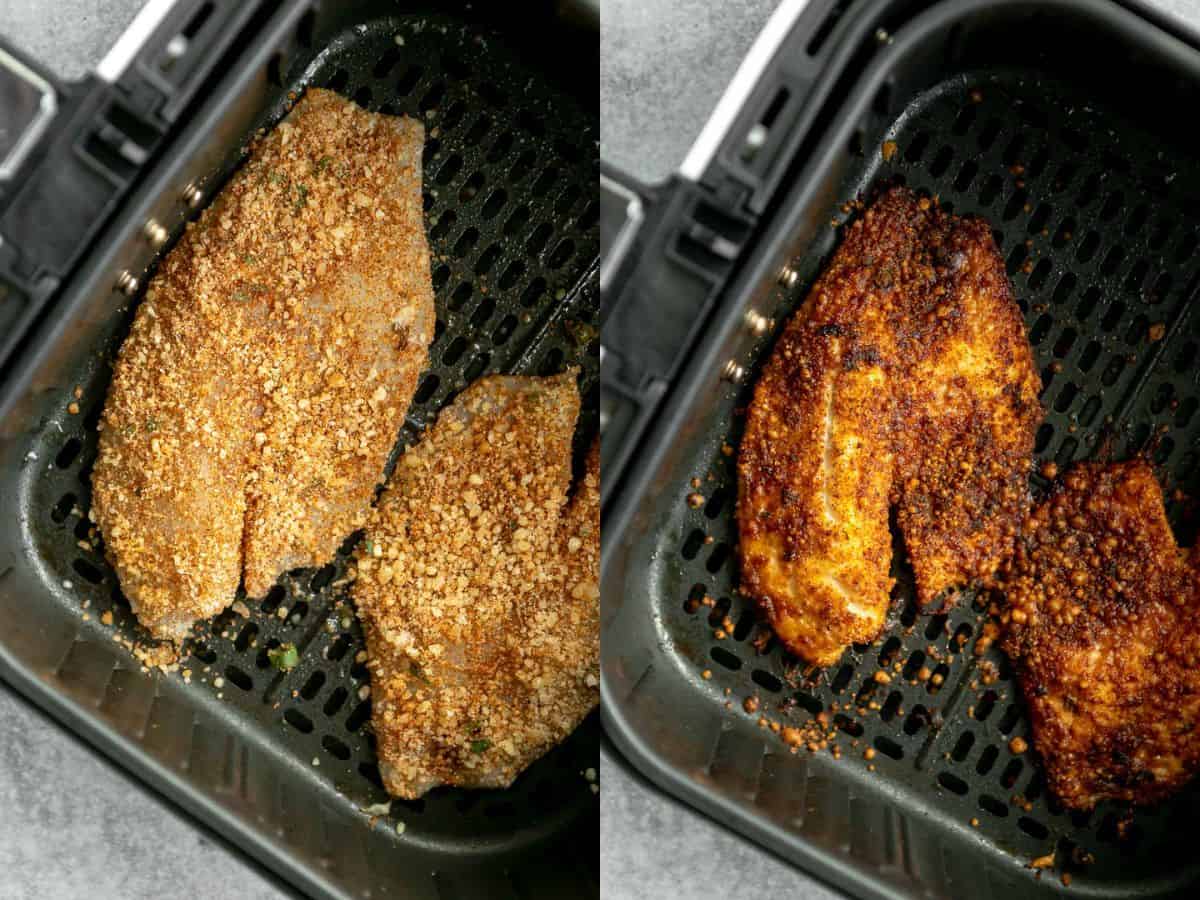 two images showing before and after cooking