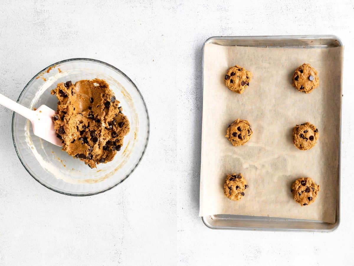 two images showing the cookie dough