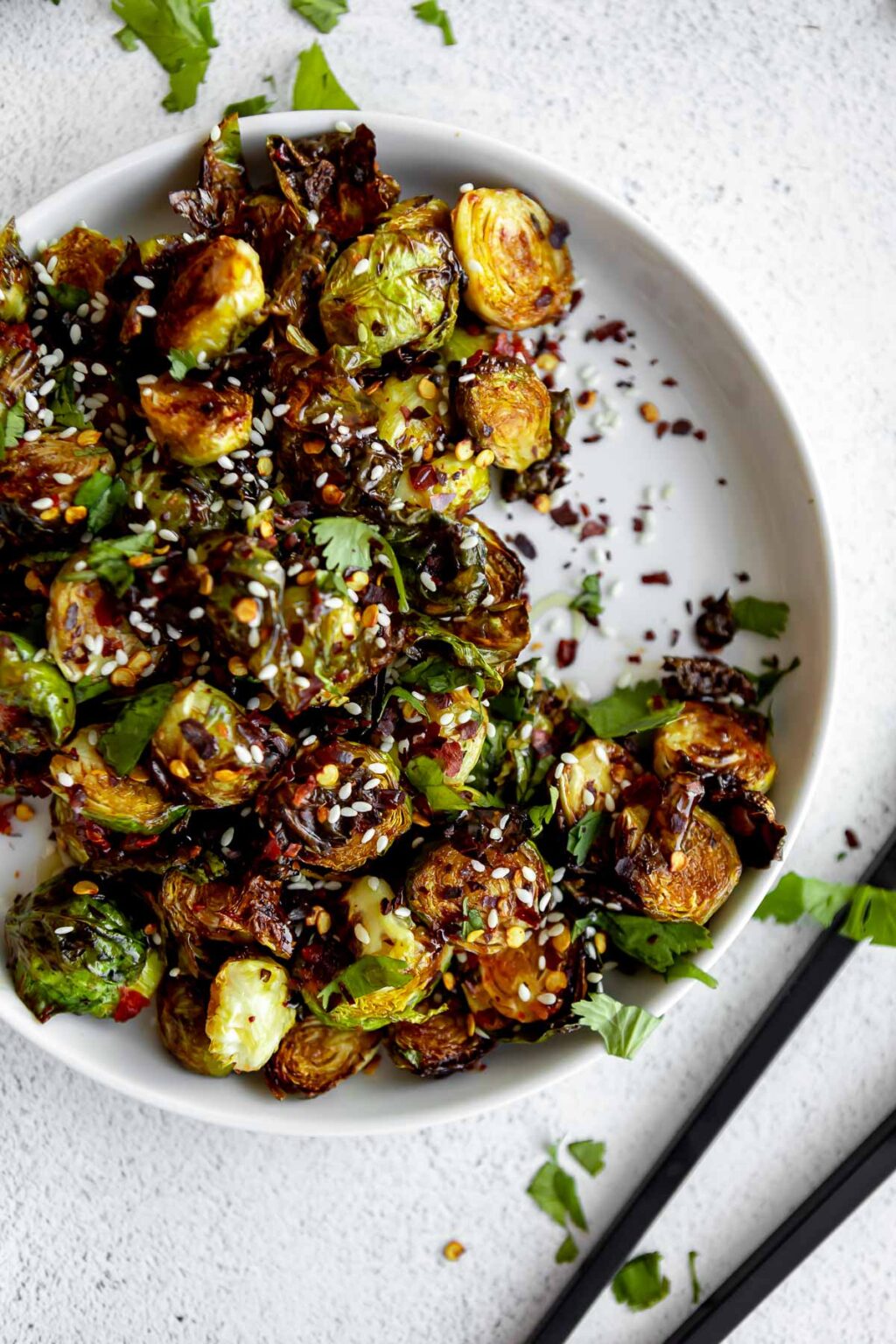 Chili Garlic Air Fryer Brussels Sprouts - Eat With Clarity