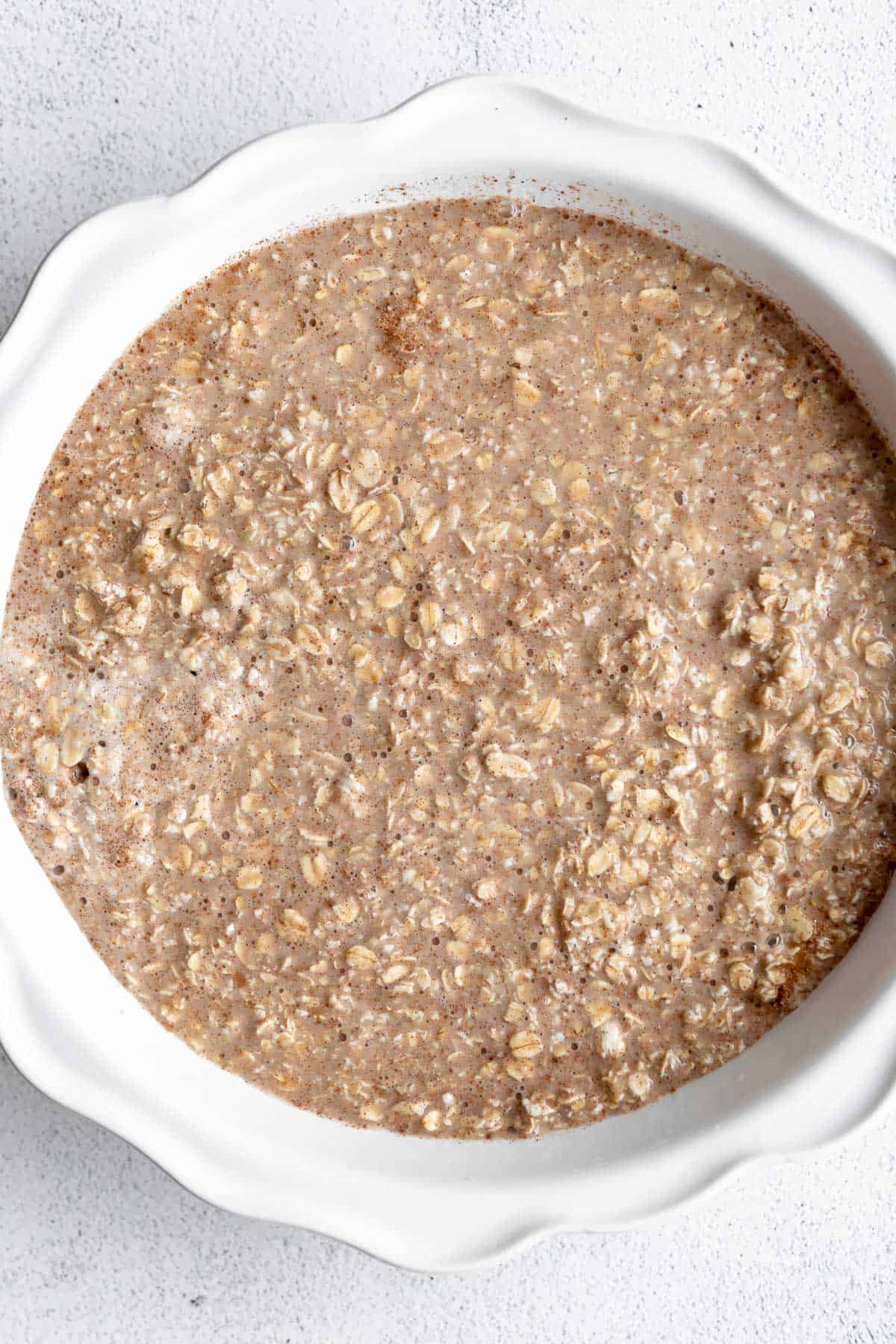 oatmeal in a pan before baking