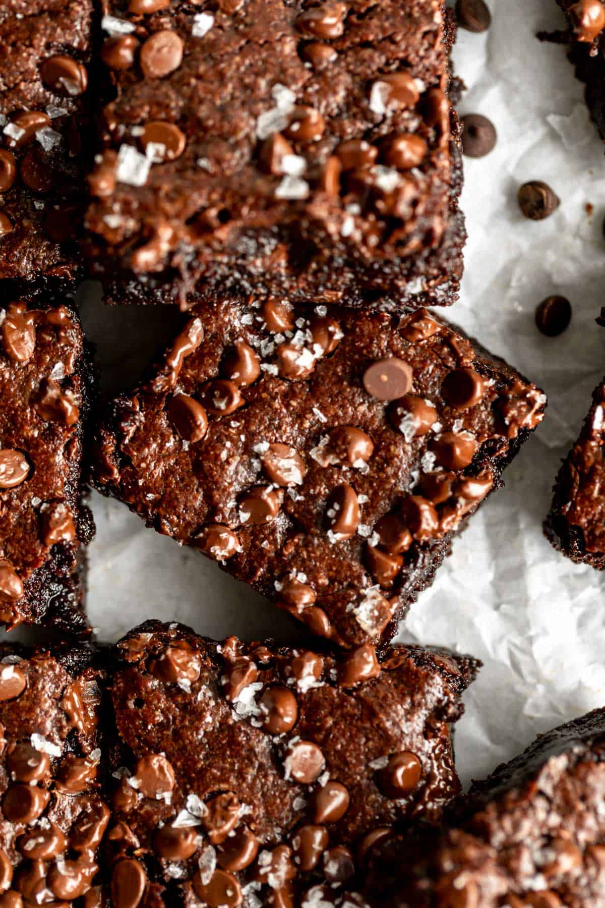 Almond flour brownies with chocolate chips on top
