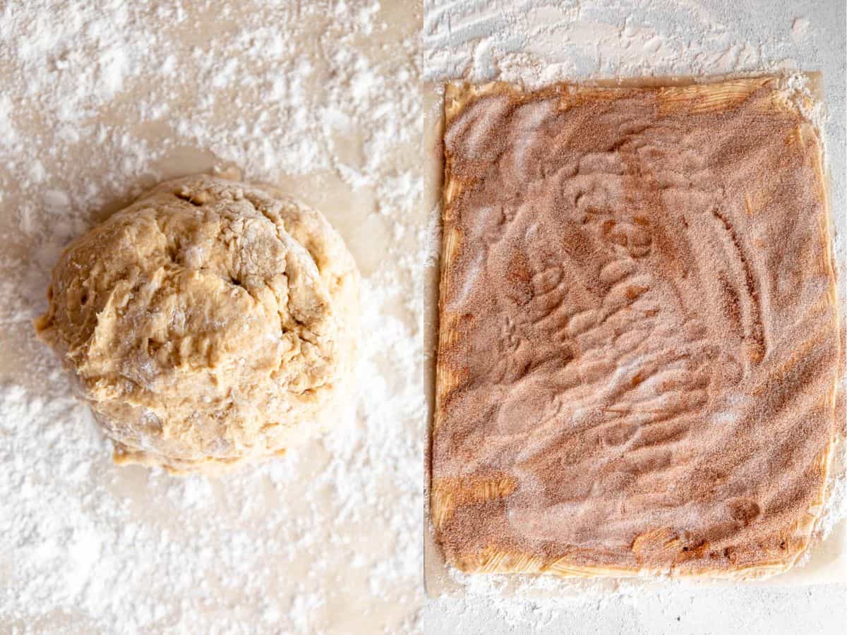 two images showing the dough