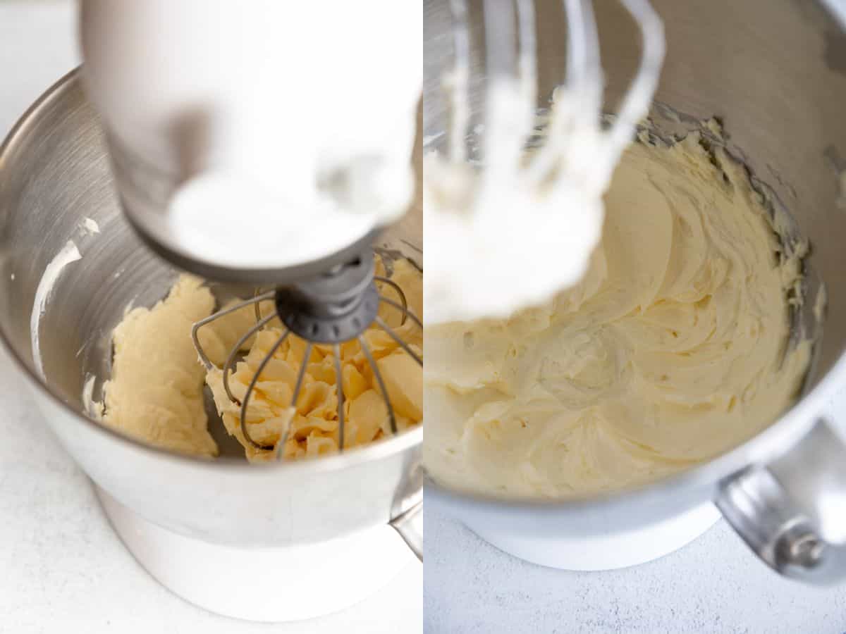 two images showing how to make the buttercream