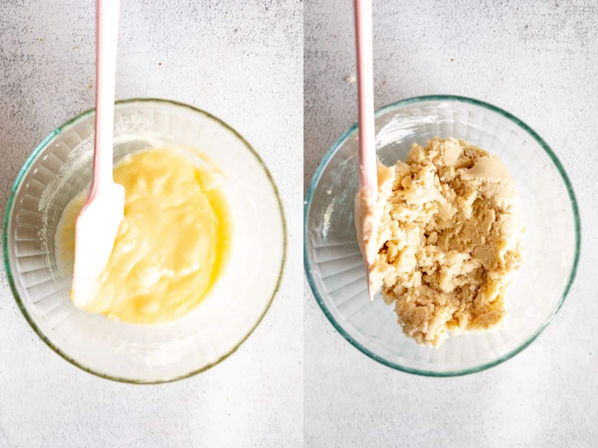 two photos showing how to make the crust