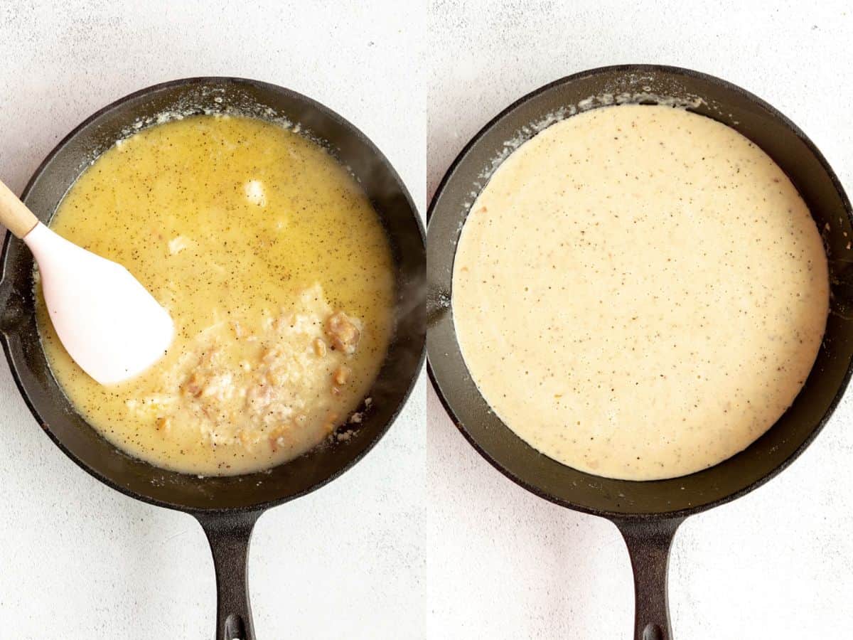 two images showing how to make the sauce
