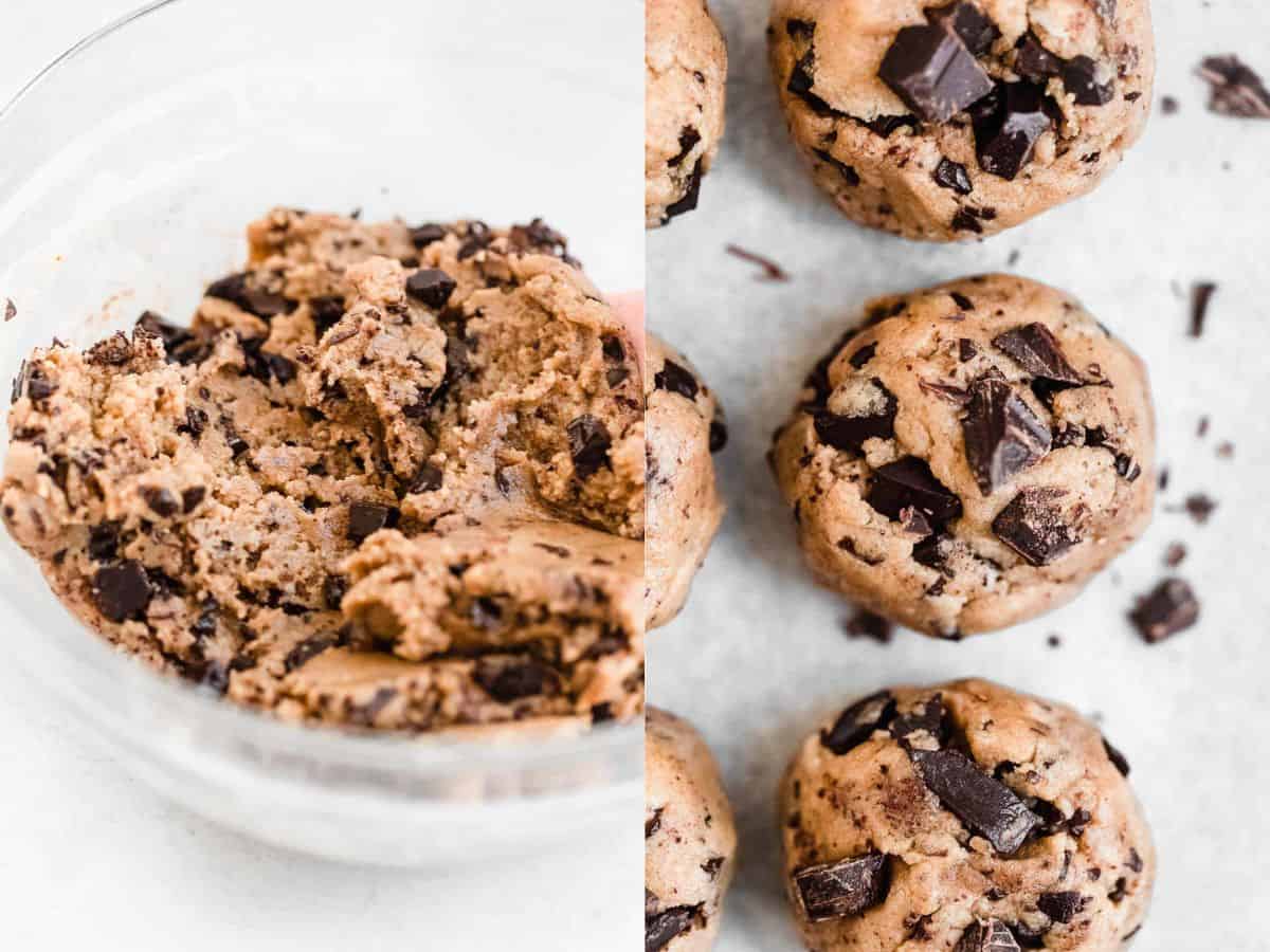 two images of the cookie dough 