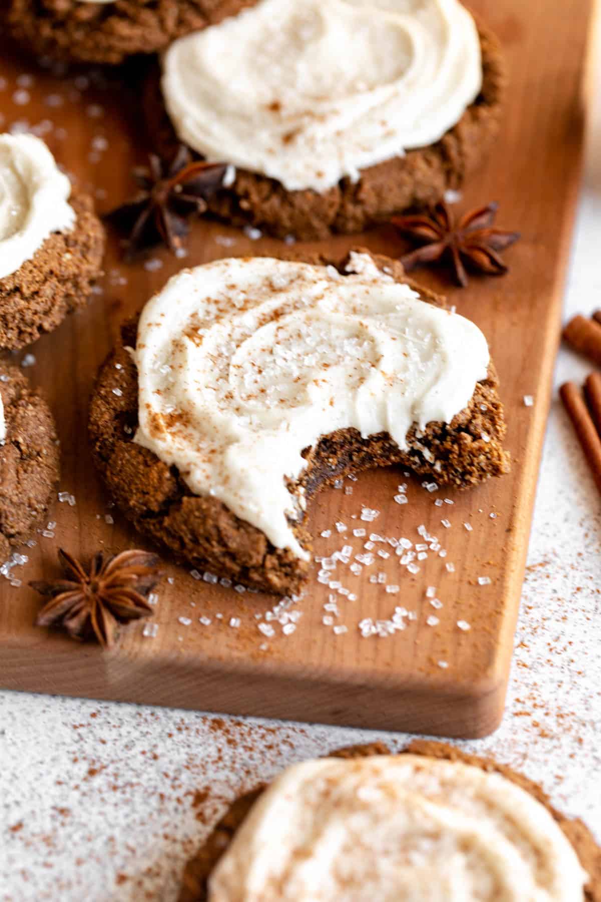 gluten free gingerbread cookies with frosting on top