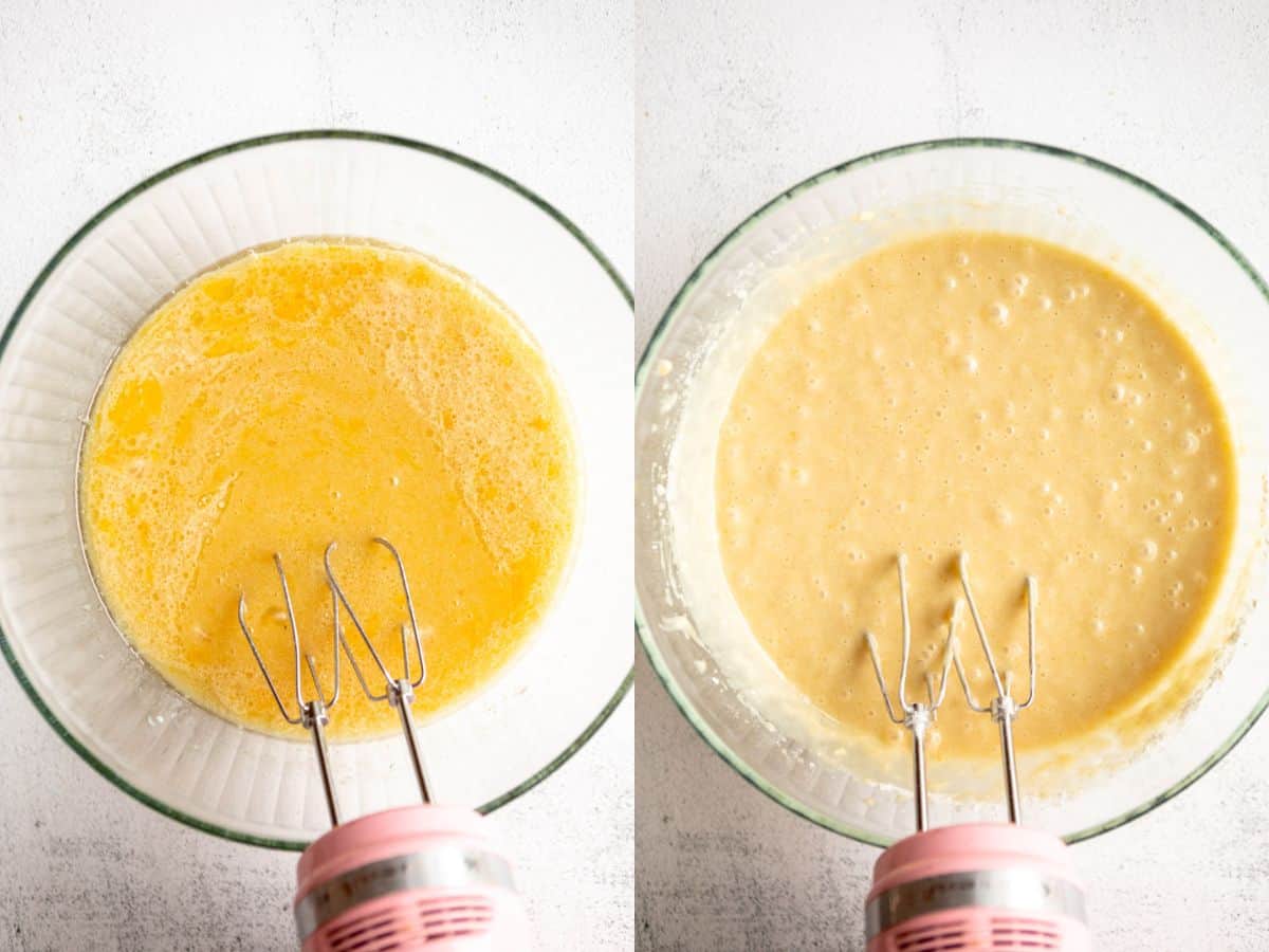 two images showing how to make the vanilla batter