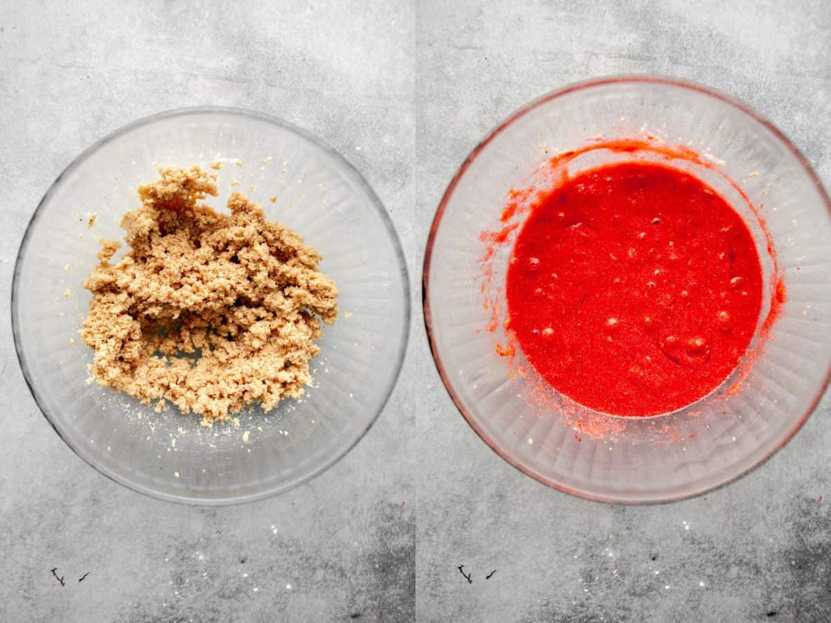 two images of the wet ingredients