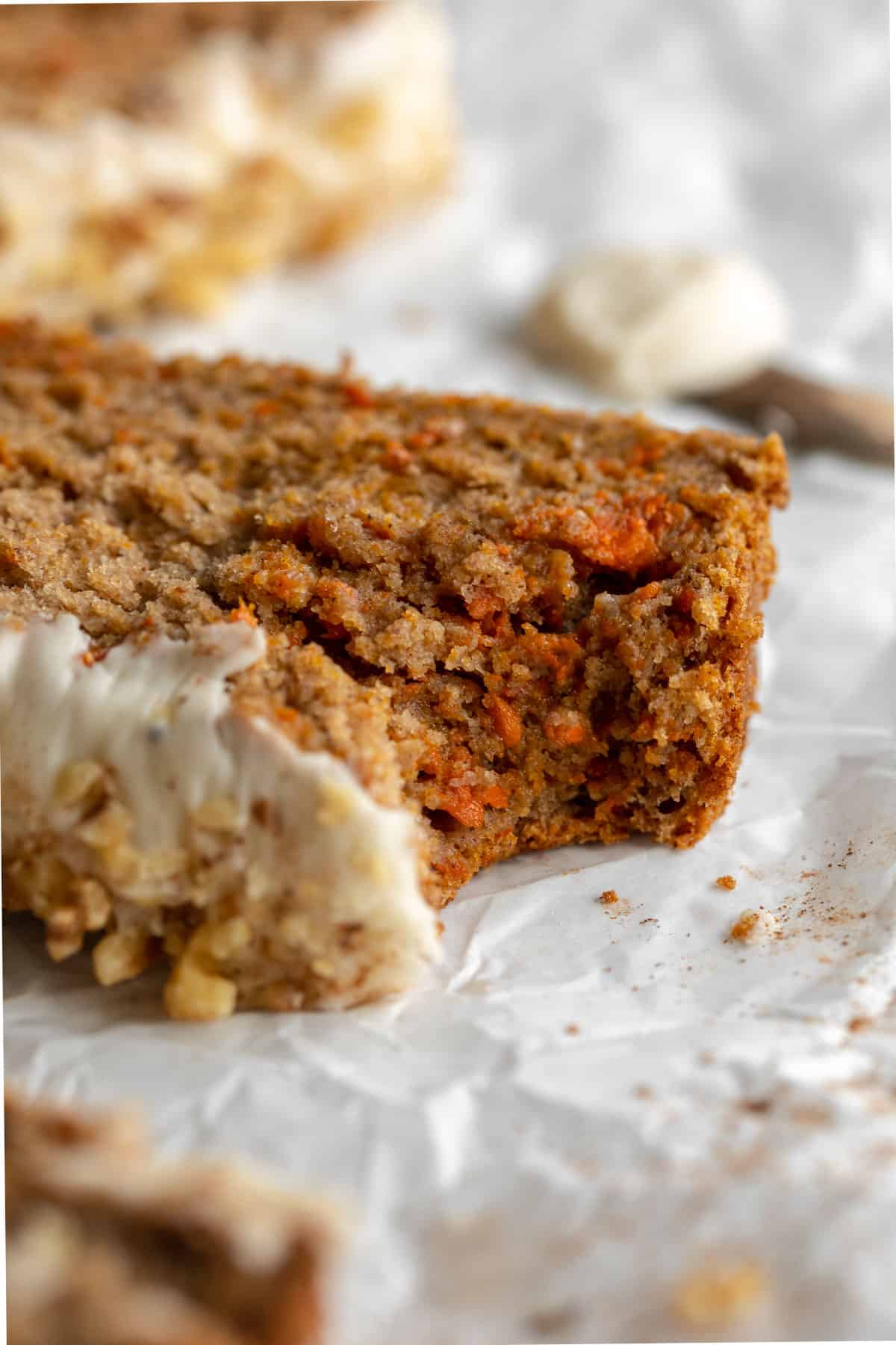 up close of the carrot cake banana bread to show texture