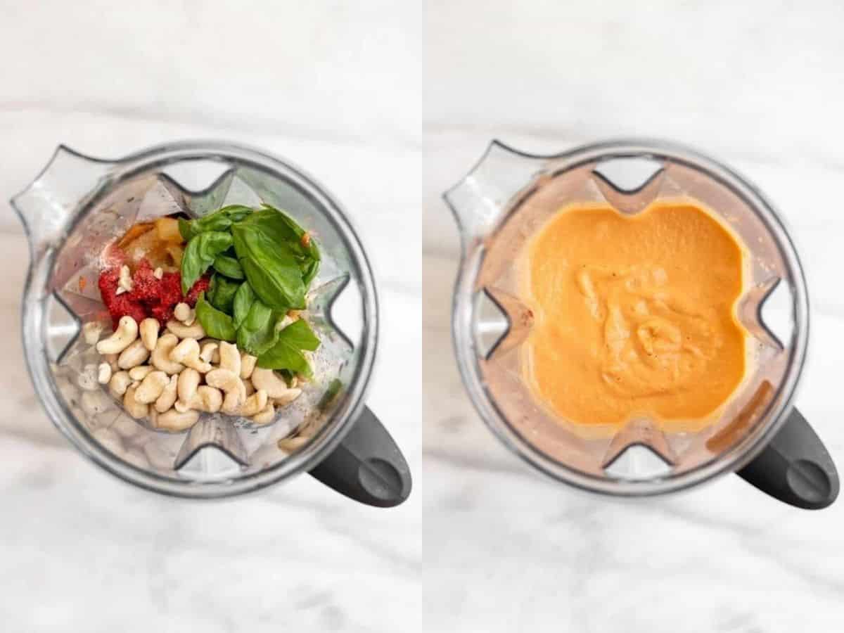 two images showing how to make the sauce