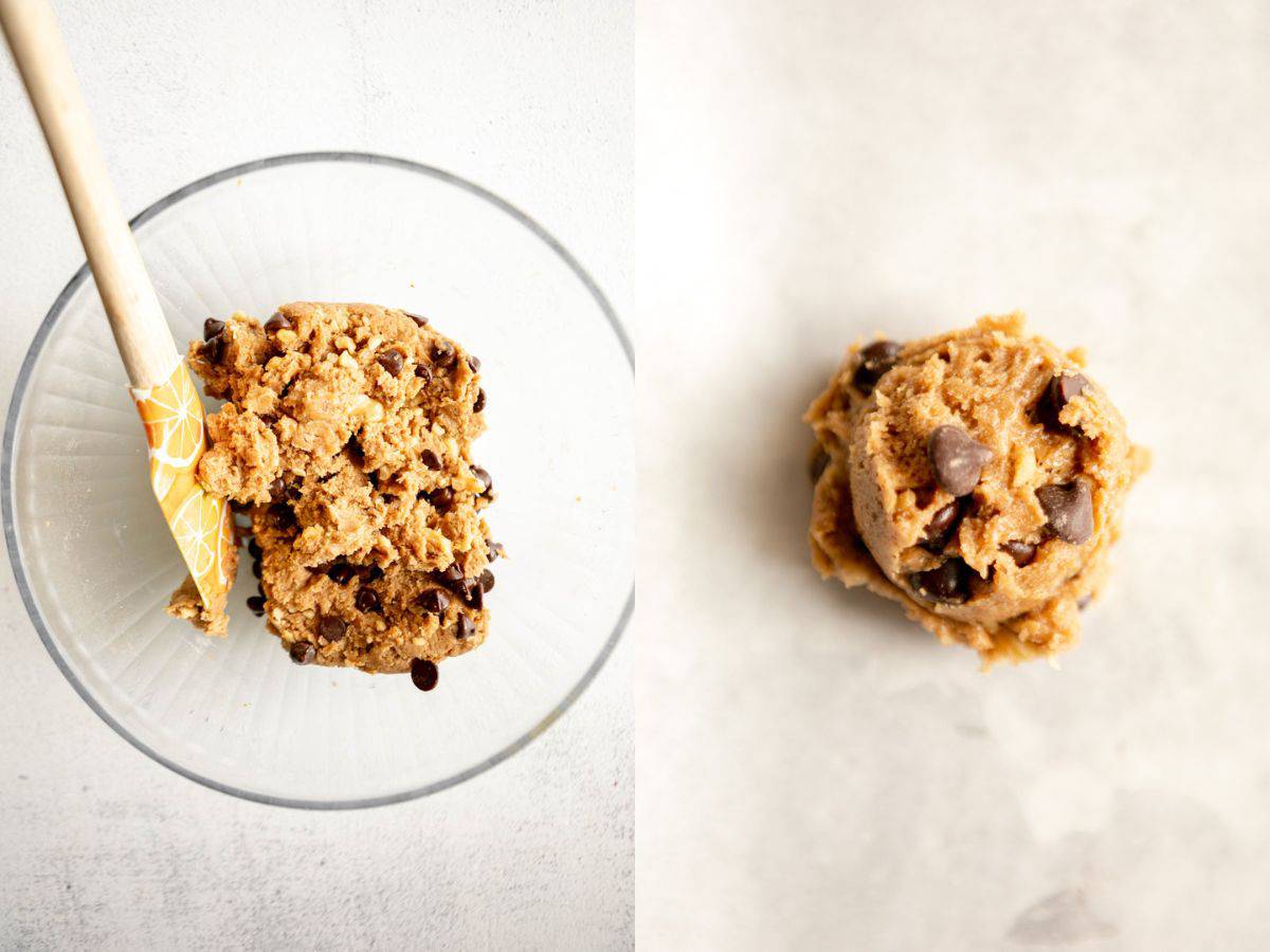 two images showing how to make the banana cookies