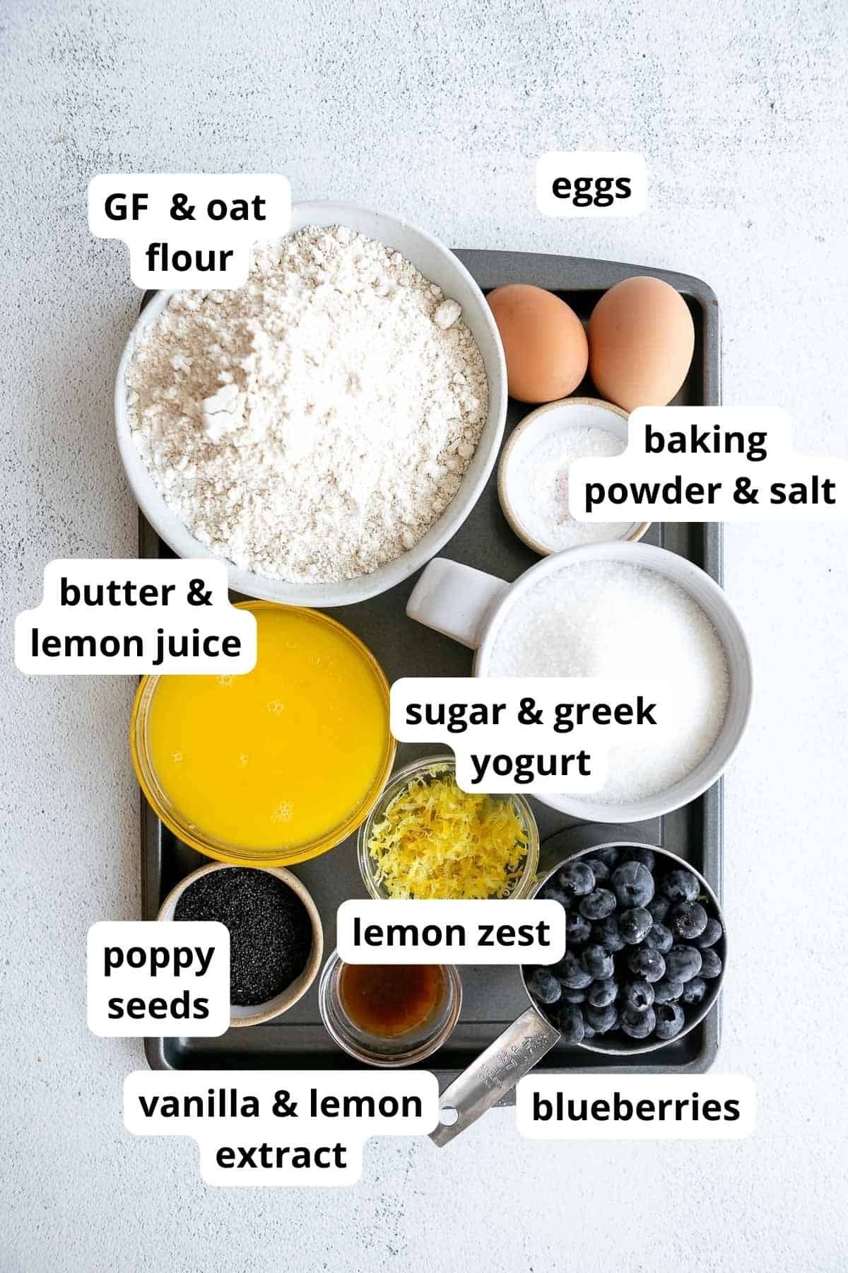 ingredients in bowls with labels