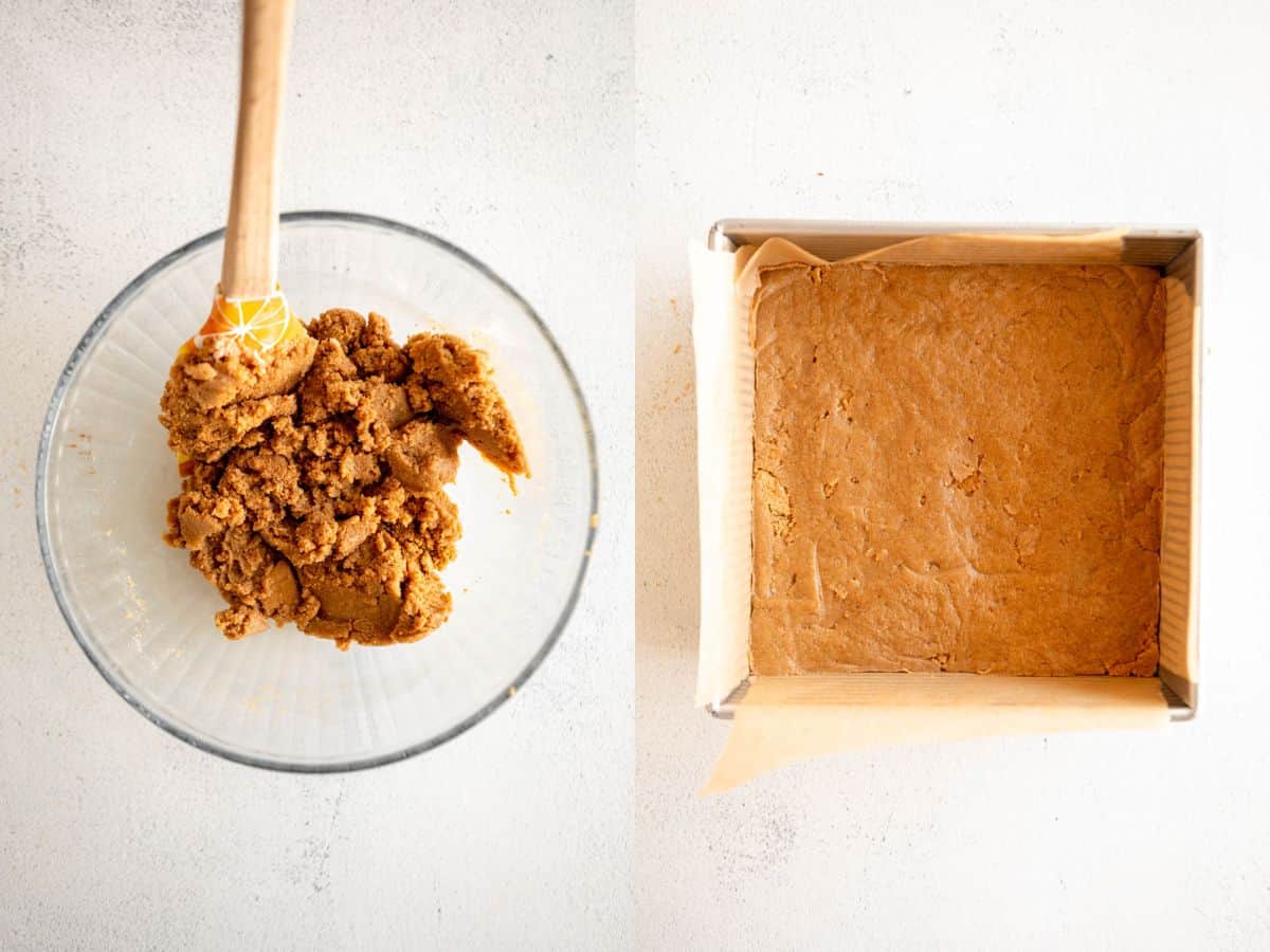 two images showing how to make the crust
