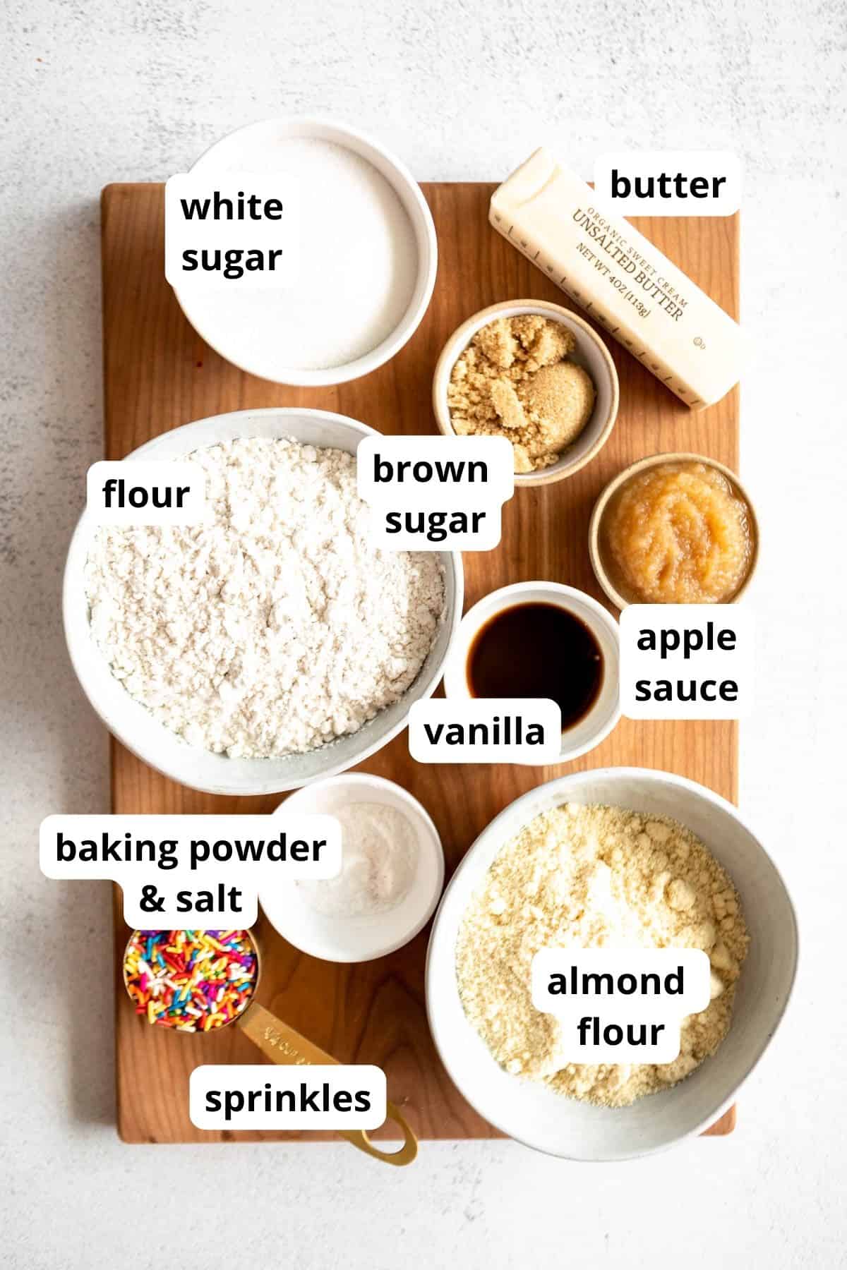 ingredients in bowls with labels