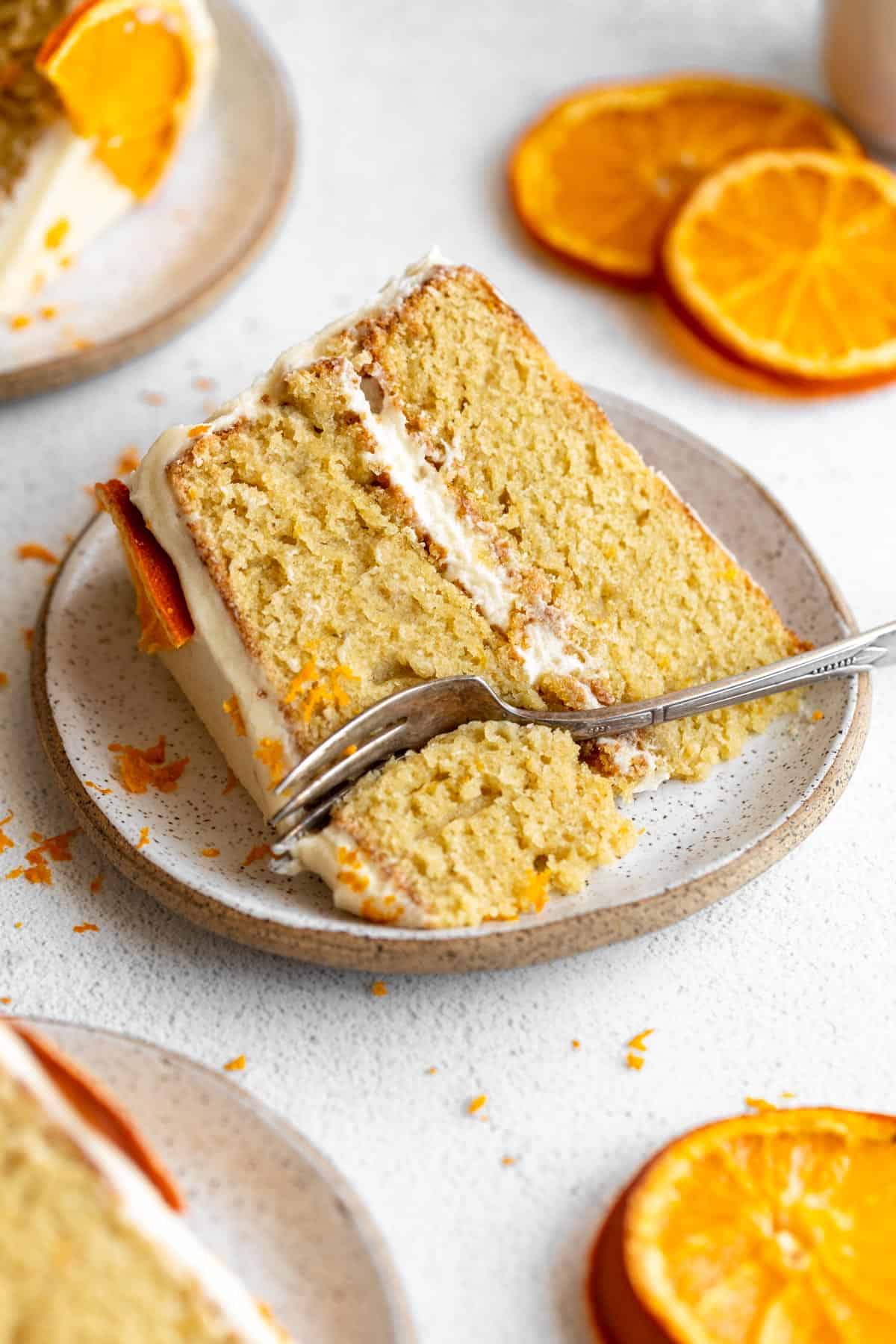 gluten free orange cake with a fork on the side