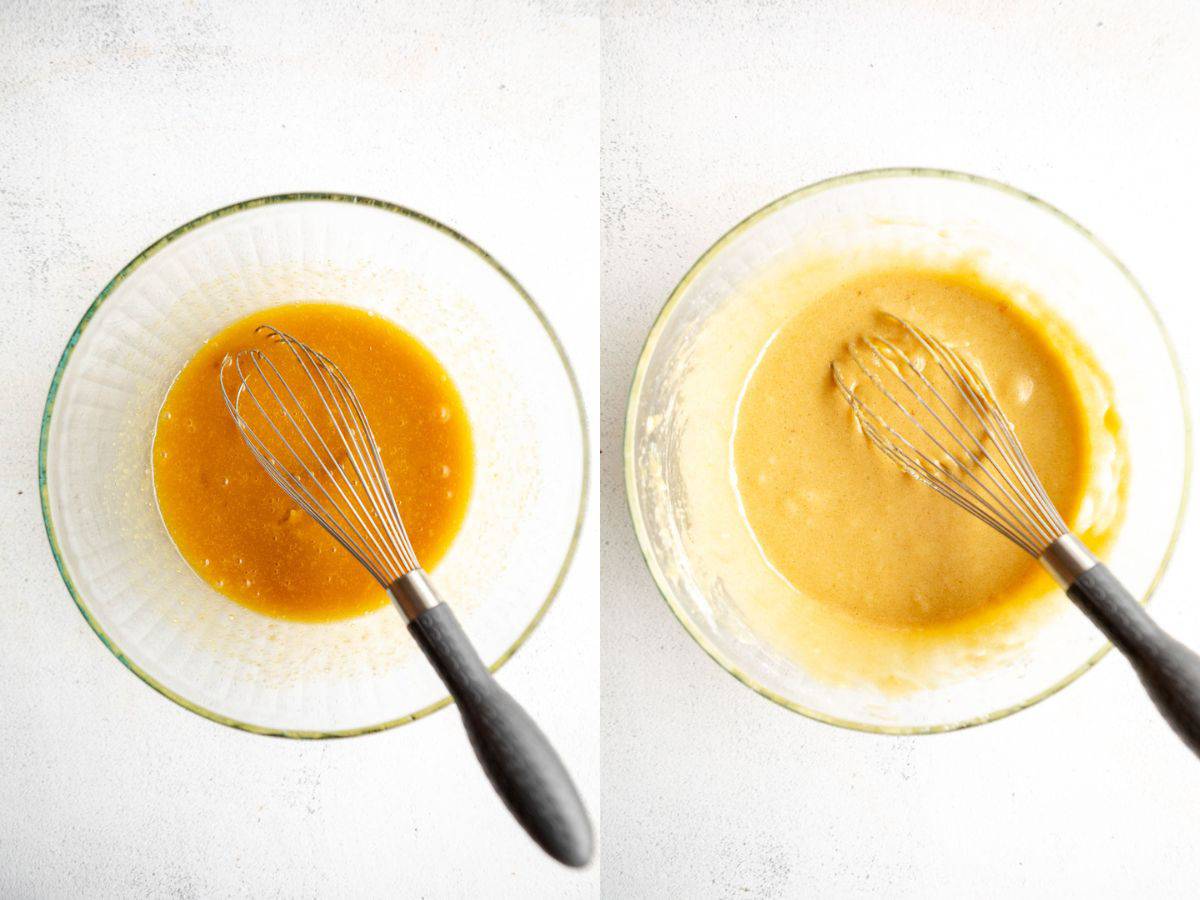 two images showing how to make the batter