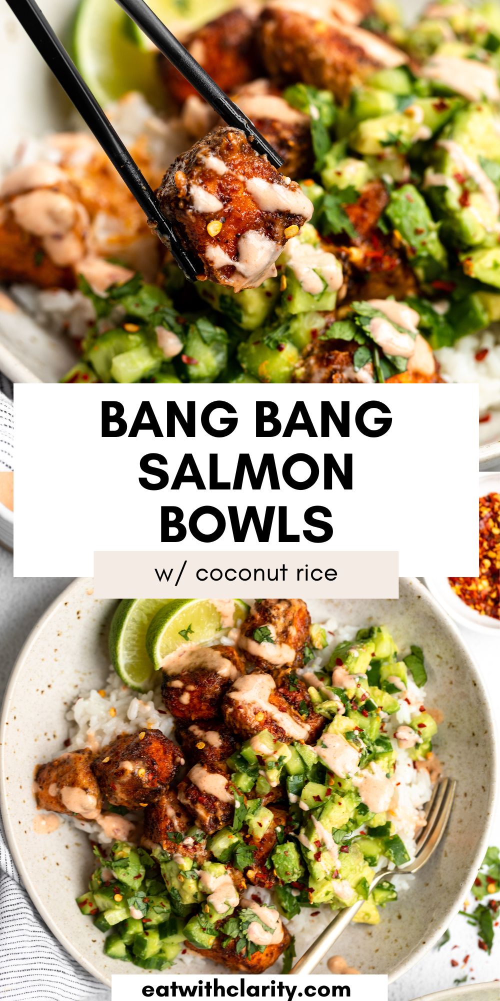 Bang Bang Salmon and Coconut Rice Bowls - Eat With Clarity