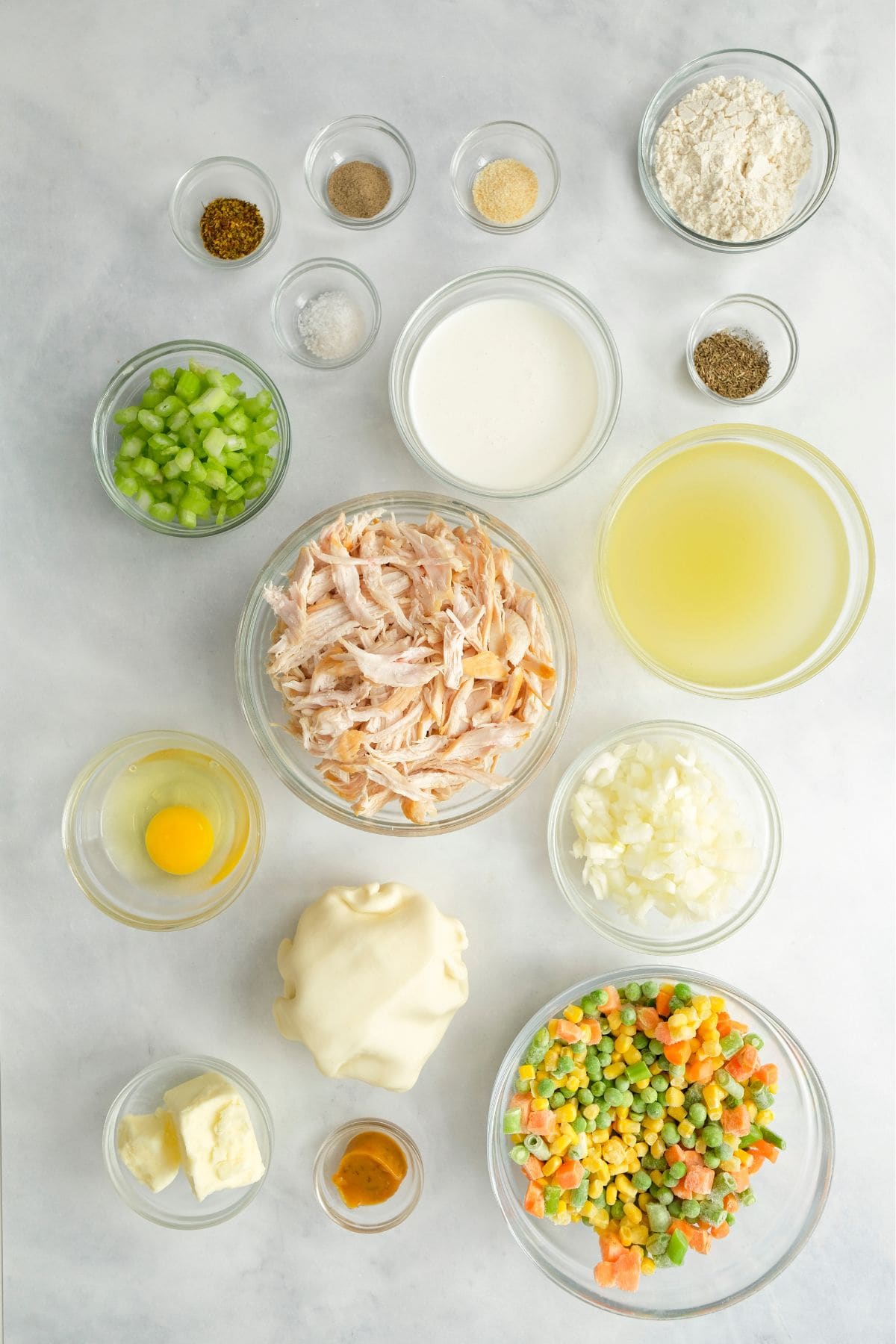 ingredients in bowls 