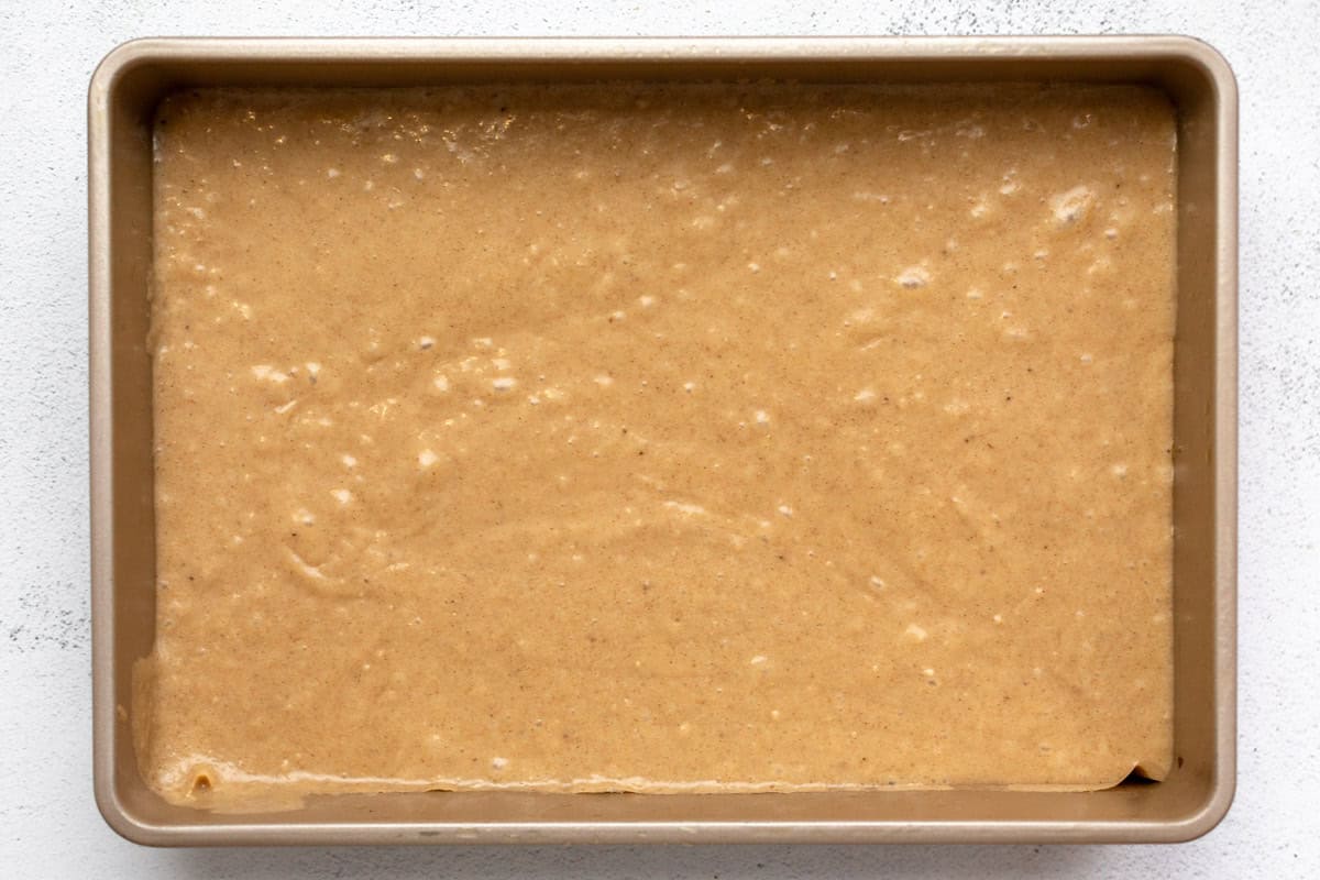batter in a pan before baking
