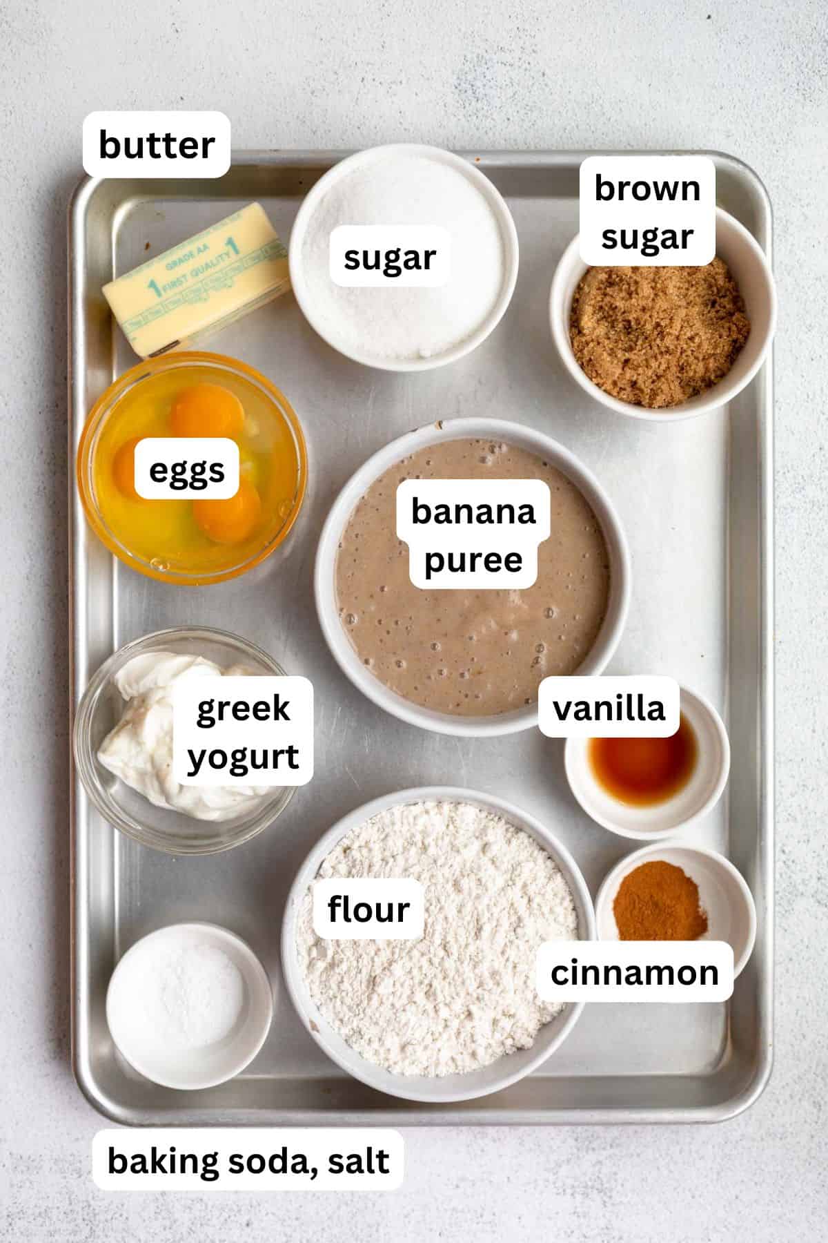 ingredients in bowls with labels