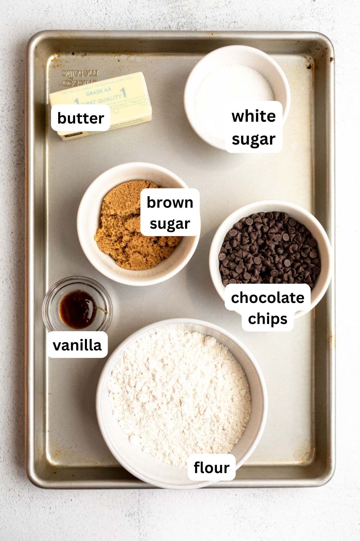 ingredients in bowls with labels