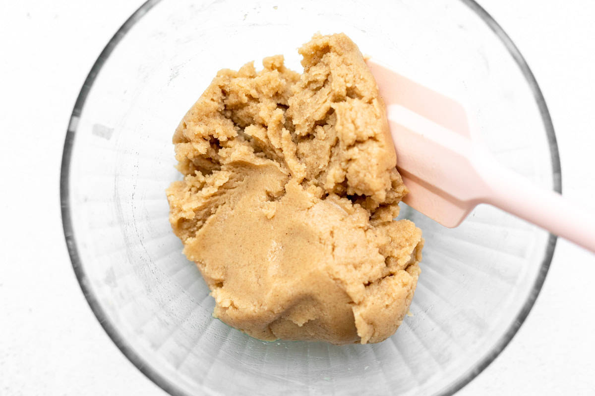 dough in a bowl before adding the chocolate