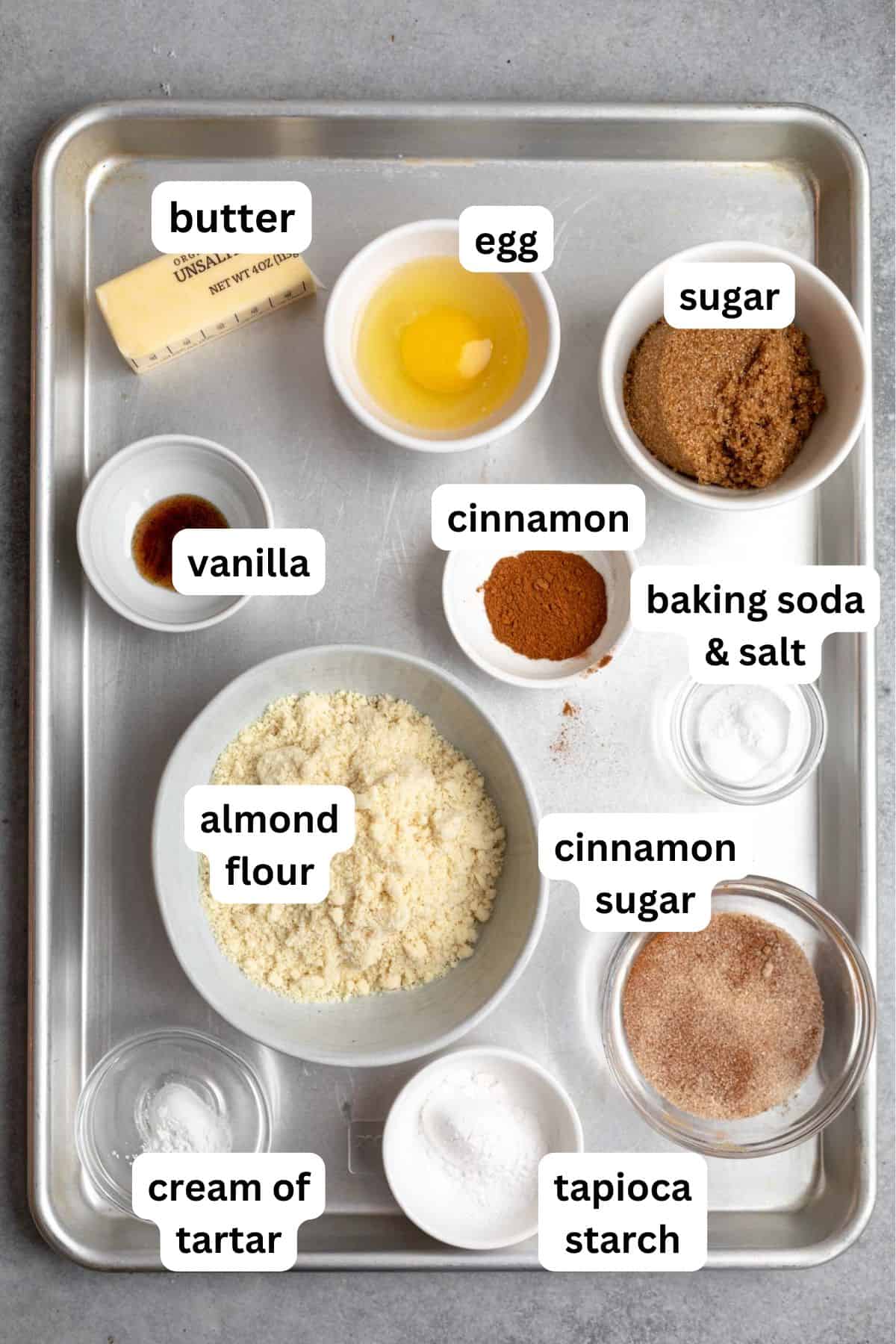 ingredients in bowls with labels
