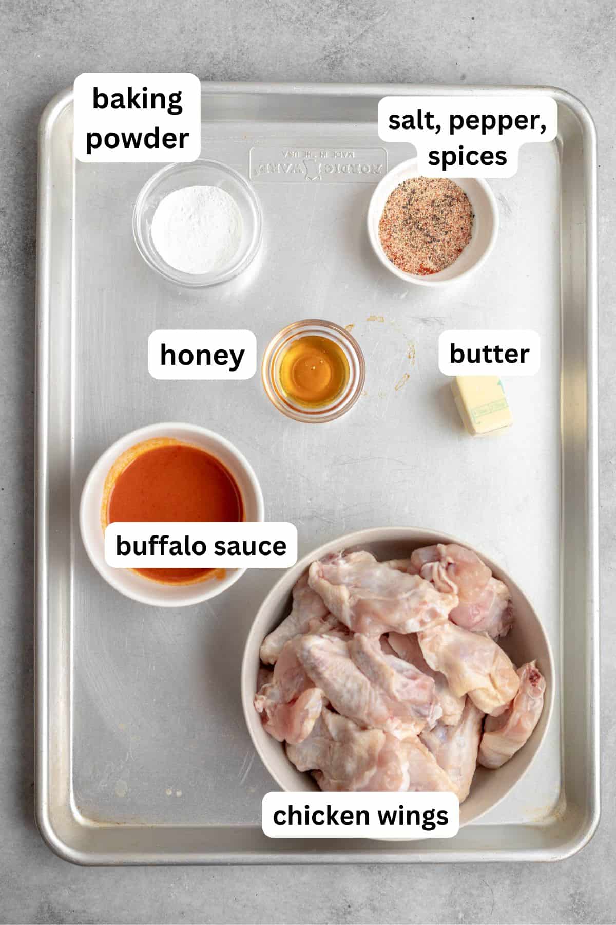 ingredients in bowls with labels