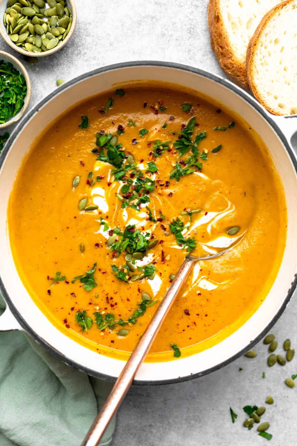 soup after blending in a pot