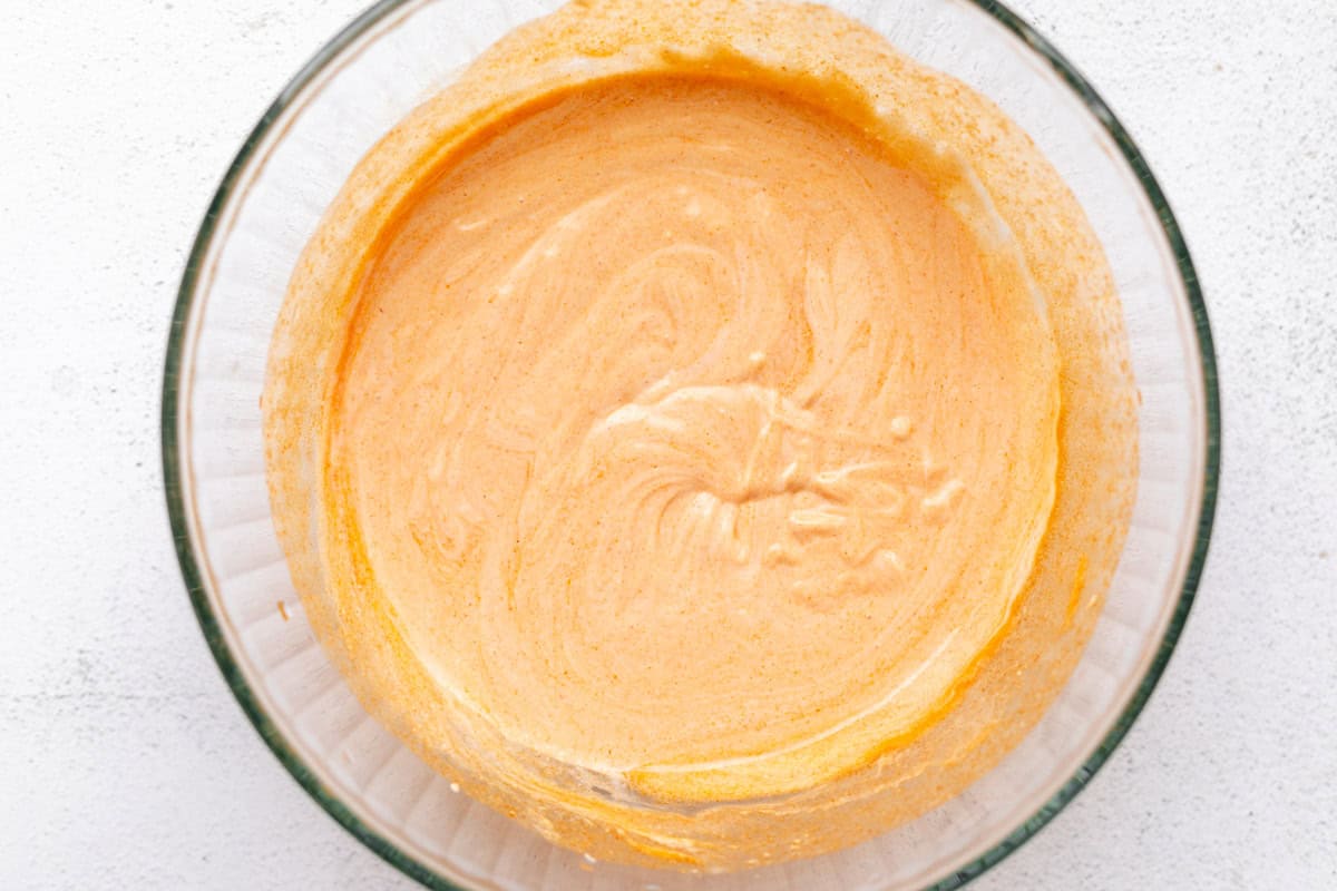 wet ingredients whisked together in a bowl