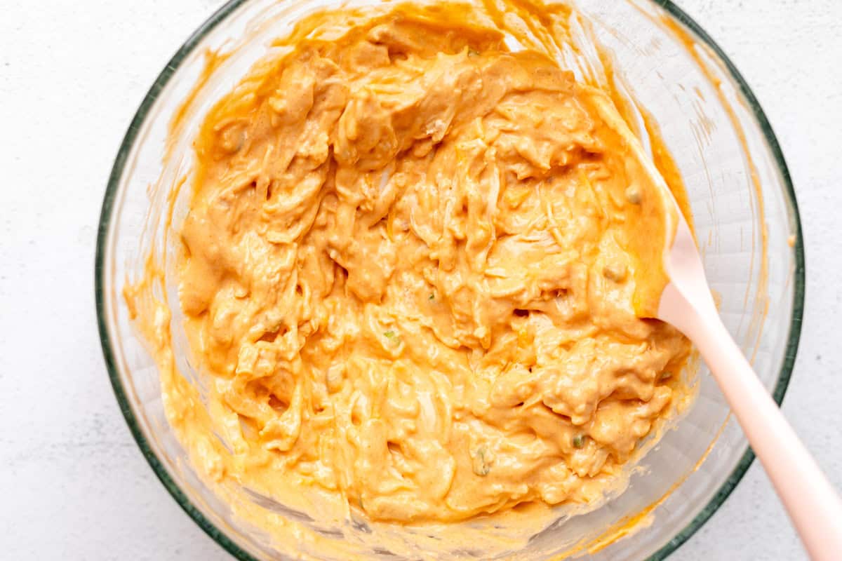 all ingredients mixed together in a mixing bowl