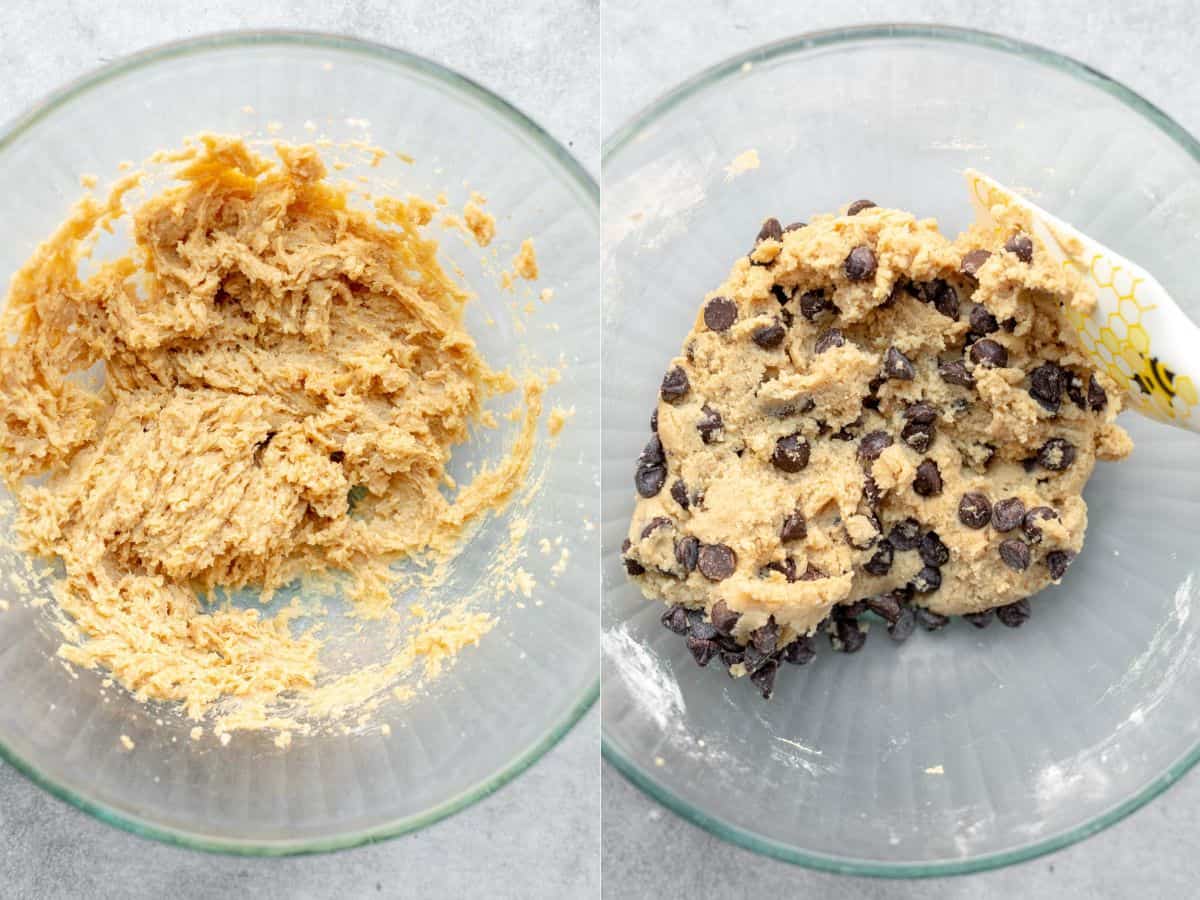 two images showing how to make the cookie layer