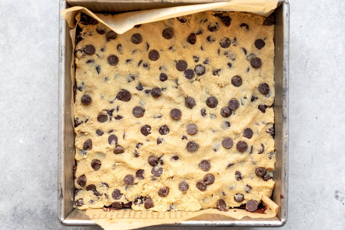 dough in a pan before baking