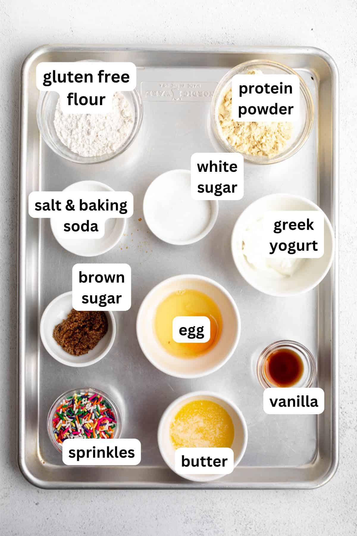 ingredients in bowls with labels