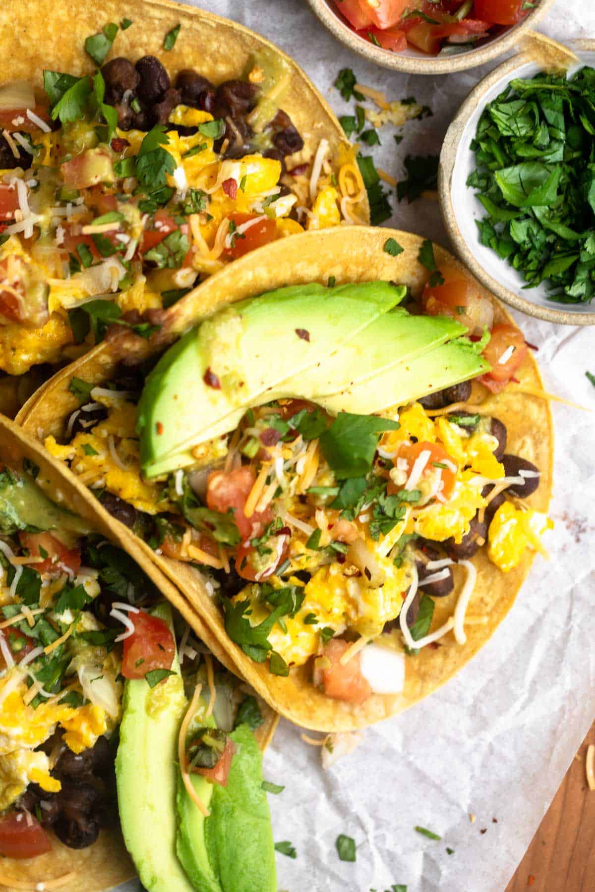 gluten free breakfast tacos with eggs and black beans
