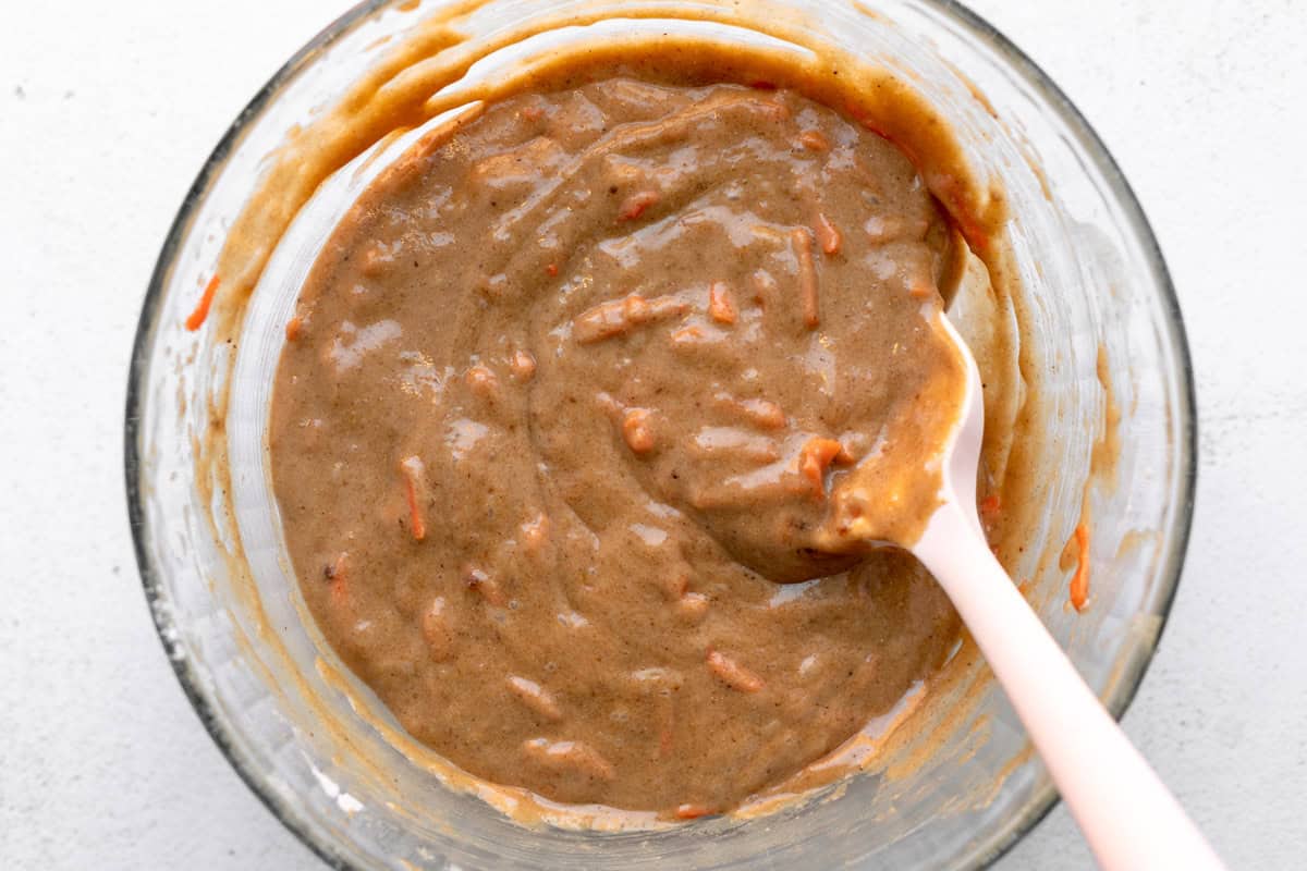 batter in a bowl with a spoon