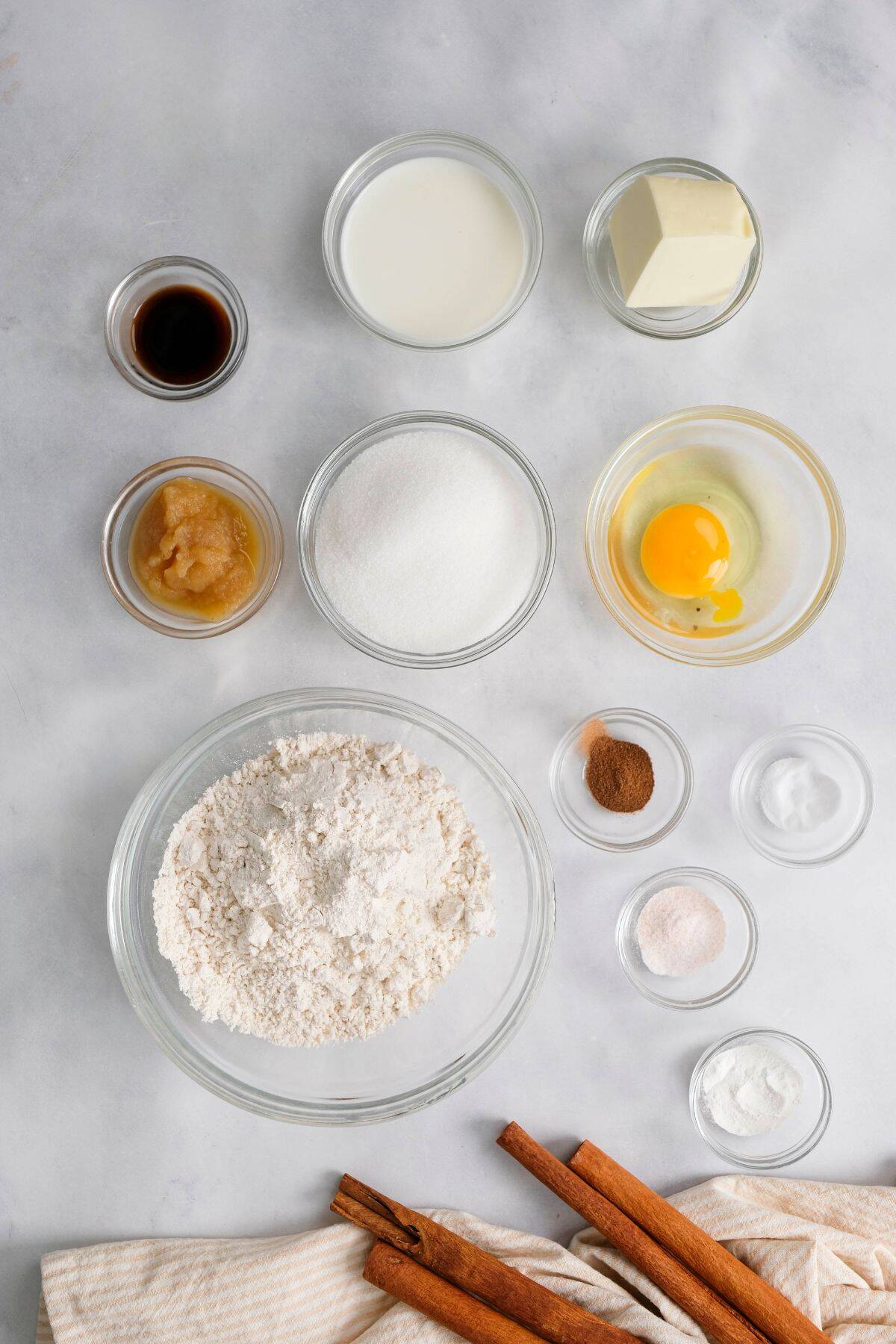 ingredients in bowls