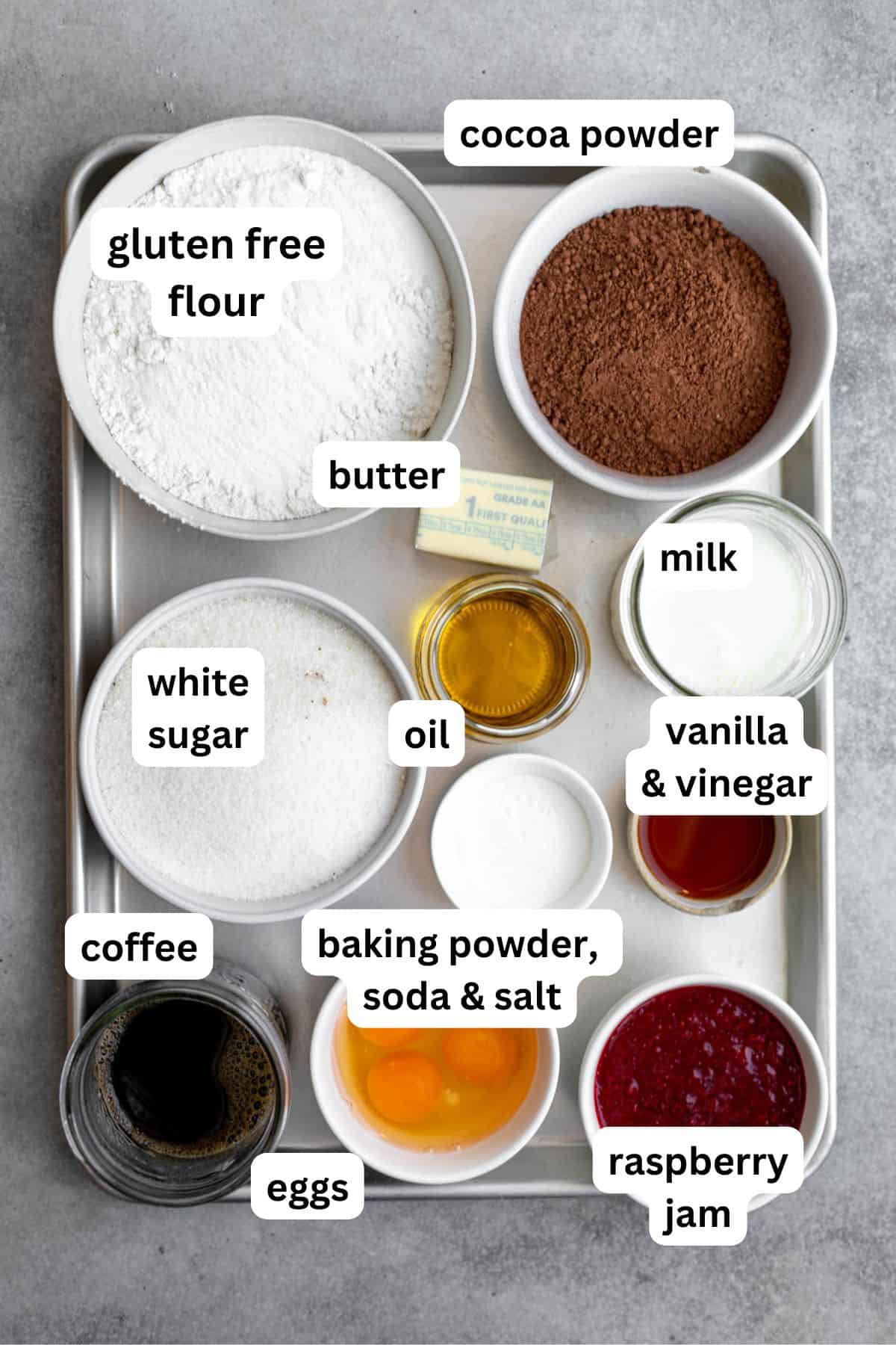 ingredients in bowls with labels